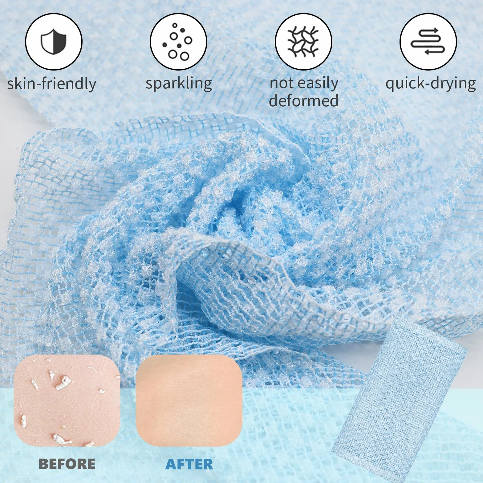 Toallas Exfoliantes Paño Exfoliante Limpiador Corporal para Hombres y Mujeres 2 Piezas (Azul Negro)