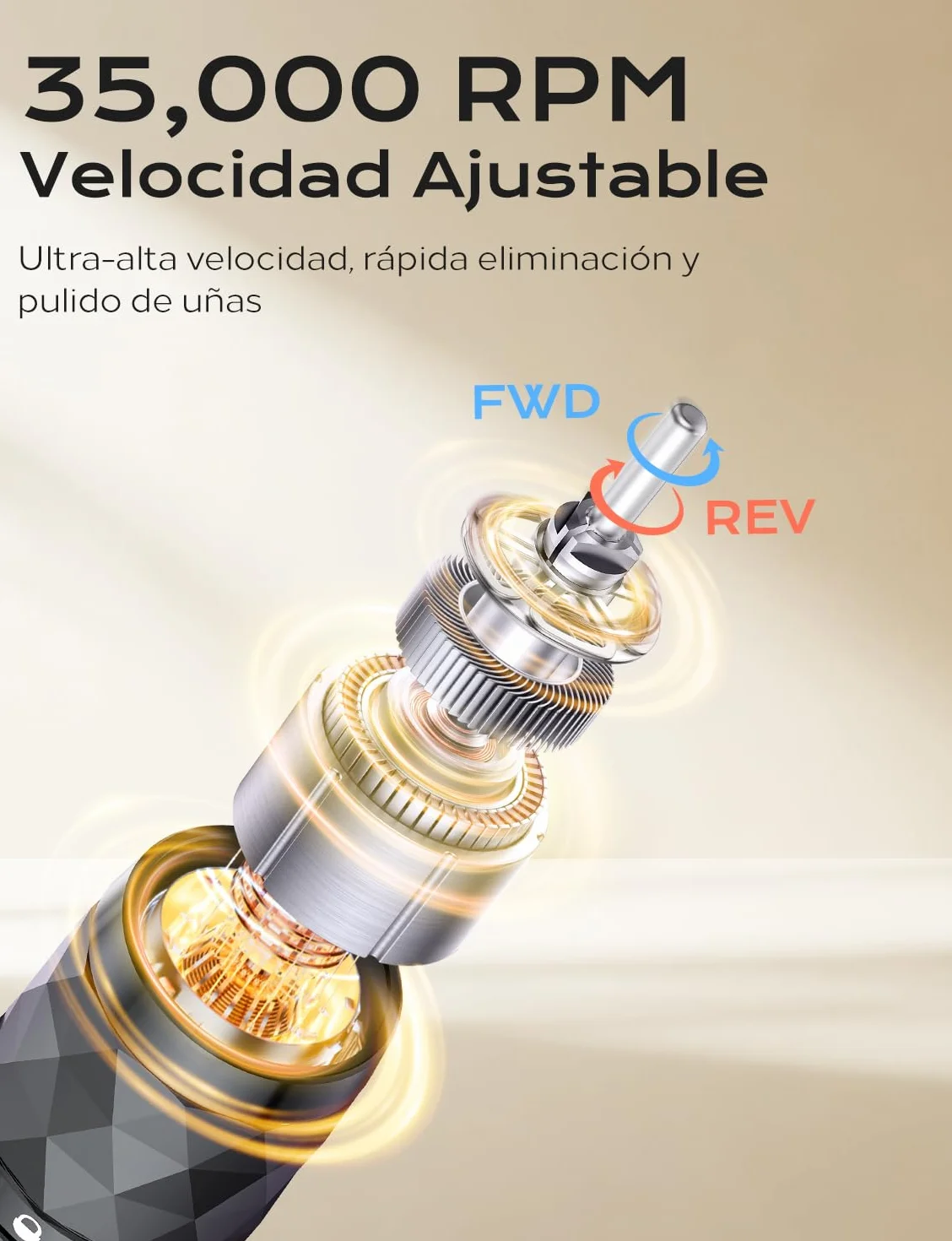 torno para uñas profesional 35000 RPM USB recargable 10H+ duración de la batería con 12 brocas lima electrica uñas para uñas de acrílico y gel- torno de uñas portátil para salón y uso doméstico