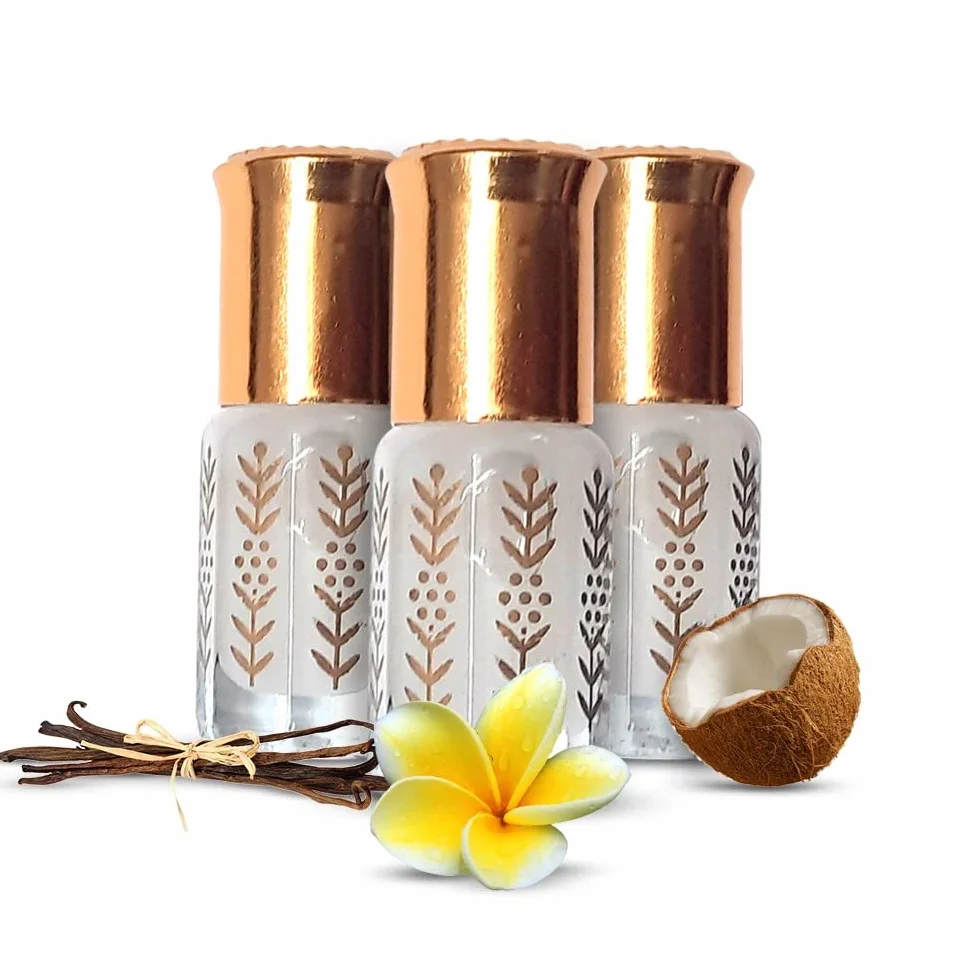 Ajmal As Safar Musc Tahara Aromatisé Pack Best Vanille Monoï Coco lot de 3 Musc Blanc intime 3ml