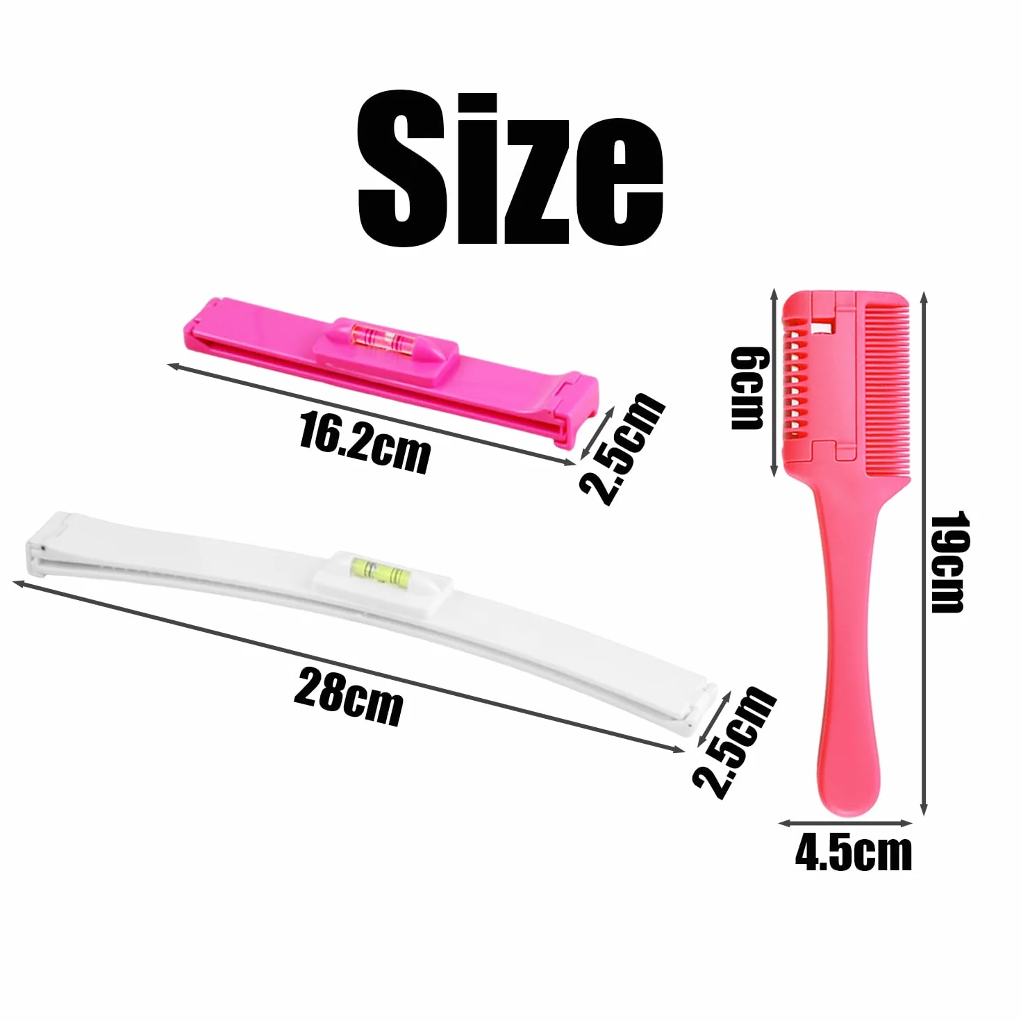 Clip de Flequillo Rosa, Clip de Cola Blanco, Peine para Cortar Cabello, Set de 3 Piezas