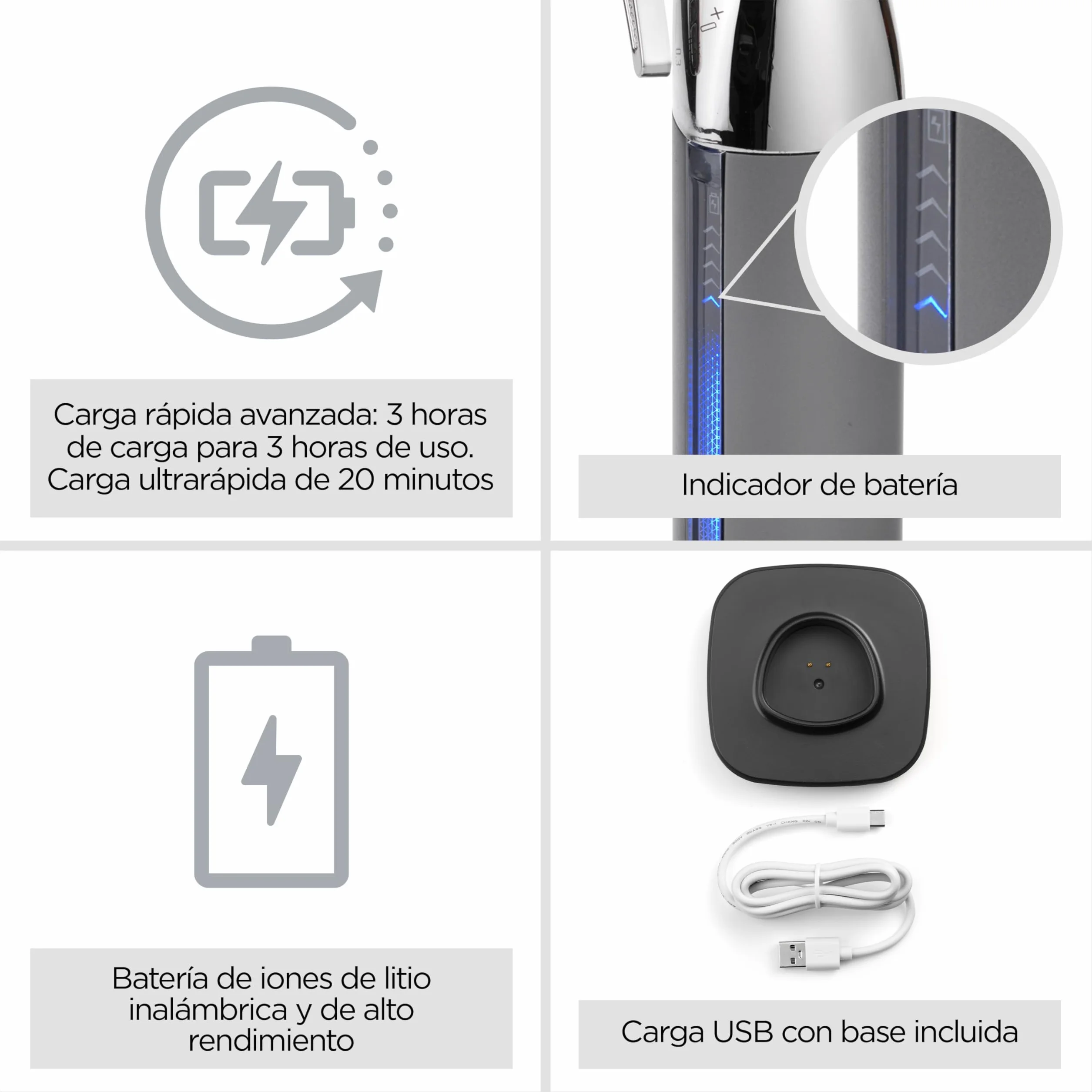 BaByliss Super-X Metal Cortapelos inalámbrico Cuchillas acero japonés 10 peines guía Batería litio Negro E996E