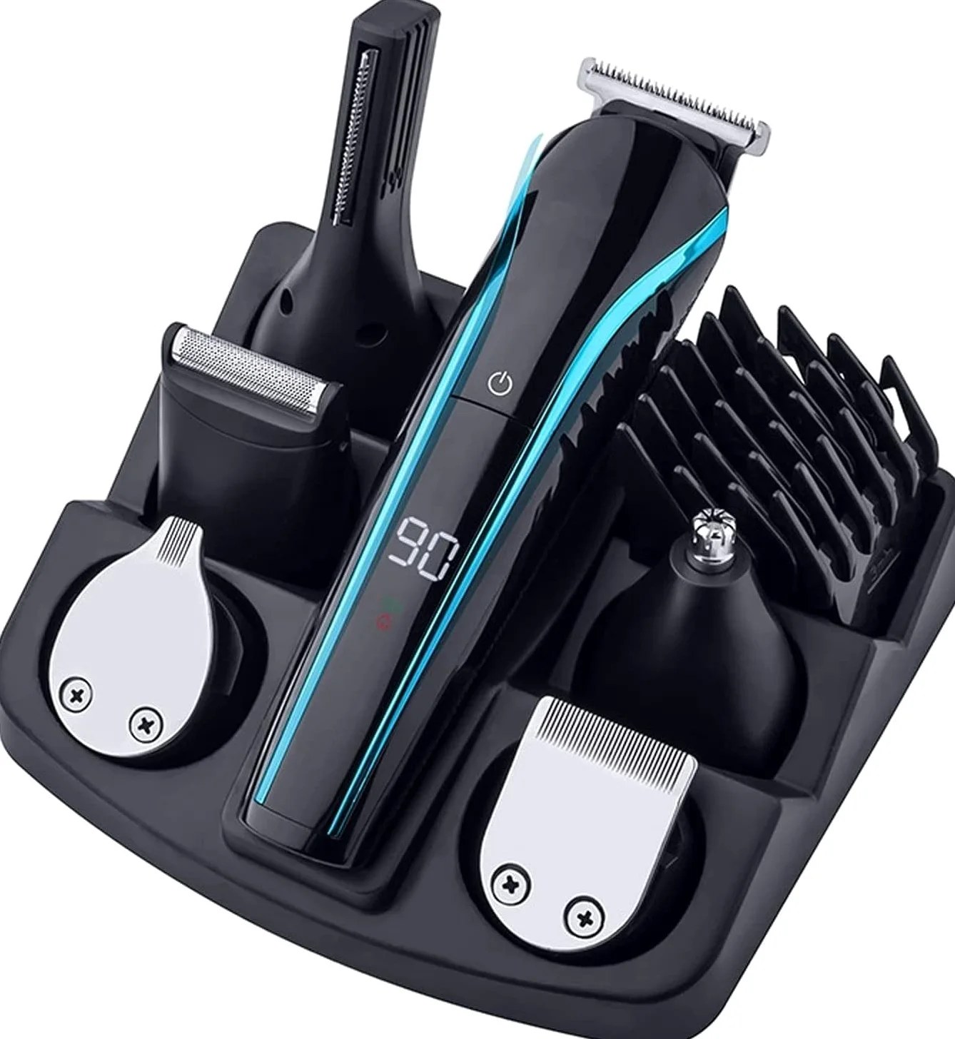 Cortapelos para hombres, cortapelos inalámbricos profesionales, kit de aseo profesional para afeitado de barba, limpieza de nariz y corte facial.
