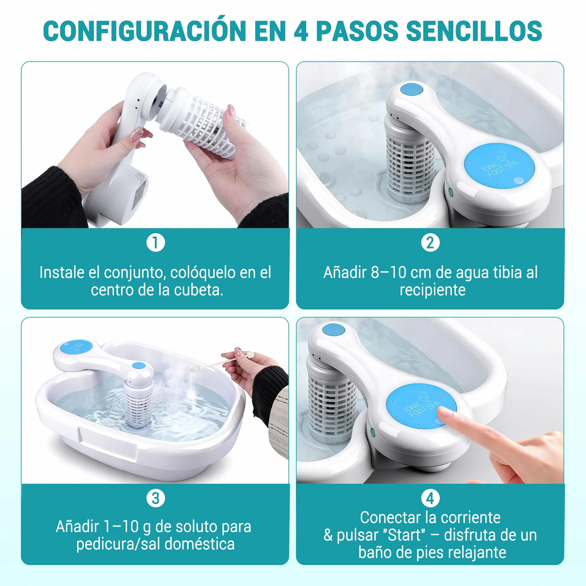Baño de Pies Iónico Detox, SPA de Un Toque para Casa, Tecnología de Electrolysis y Bienestar