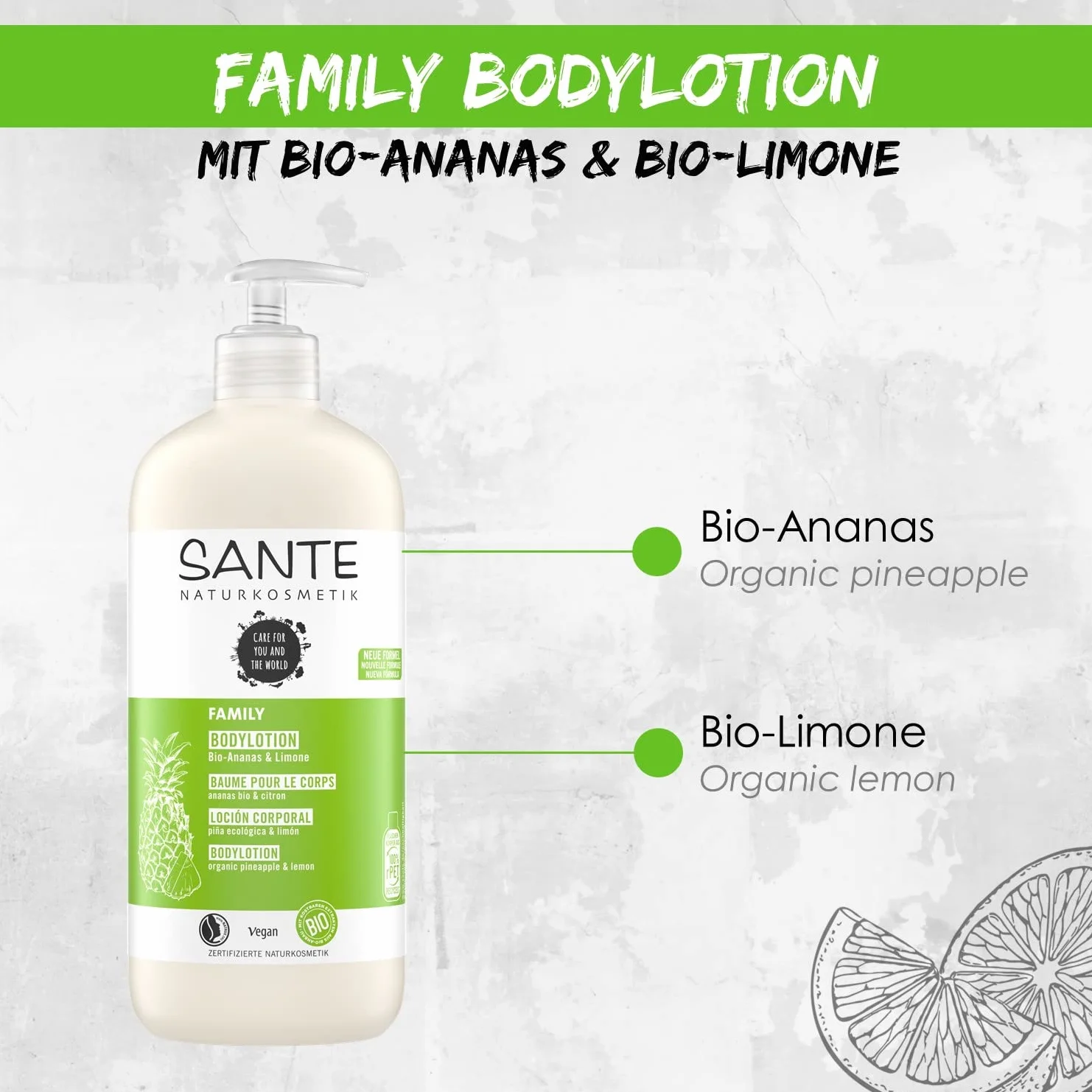 Loción corporal piña y limón Sante 500 ml