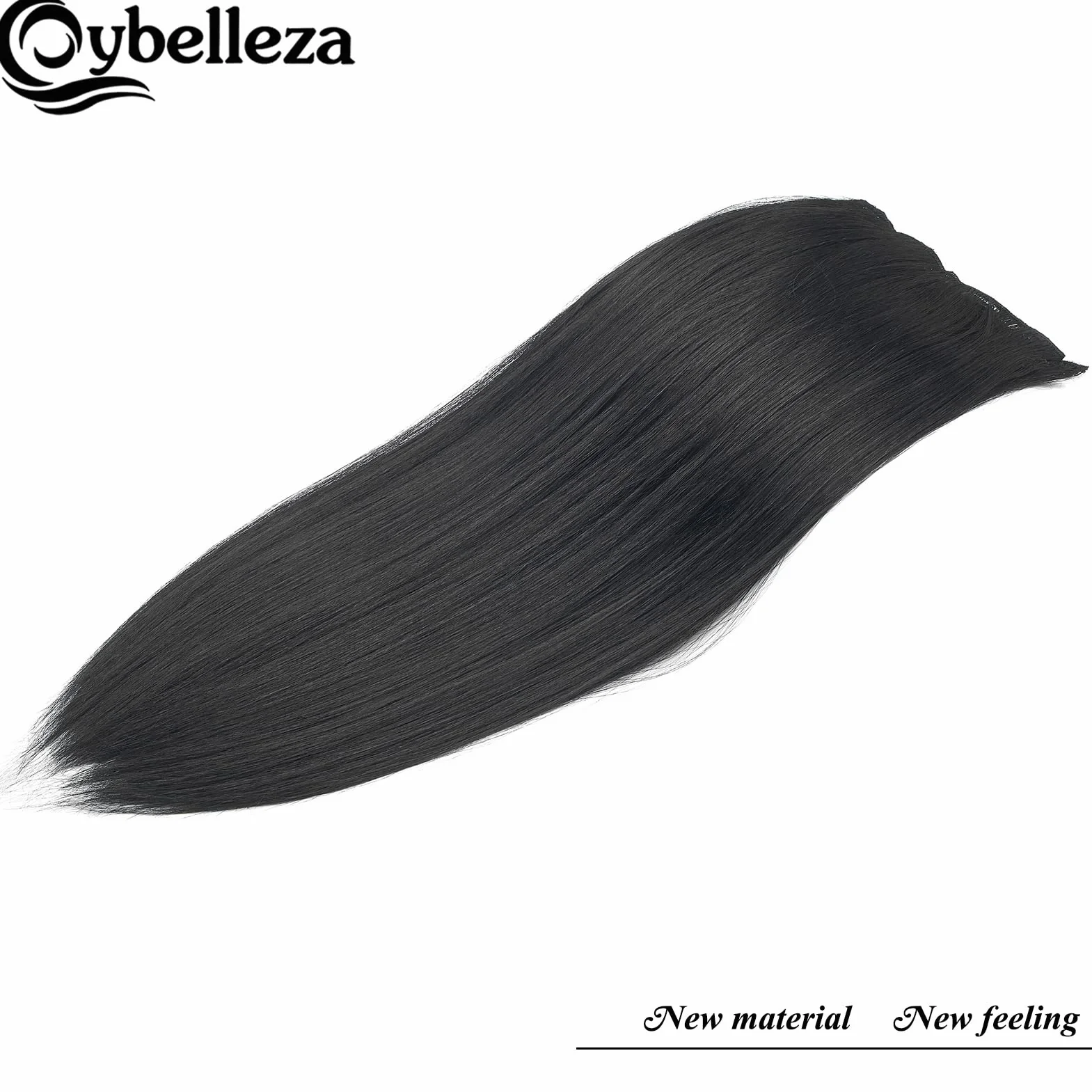 Extensiones de Pelo Natural Liso 60cm 8 Piezas Cabello Postizo Sintético Largo para Mujer Negro