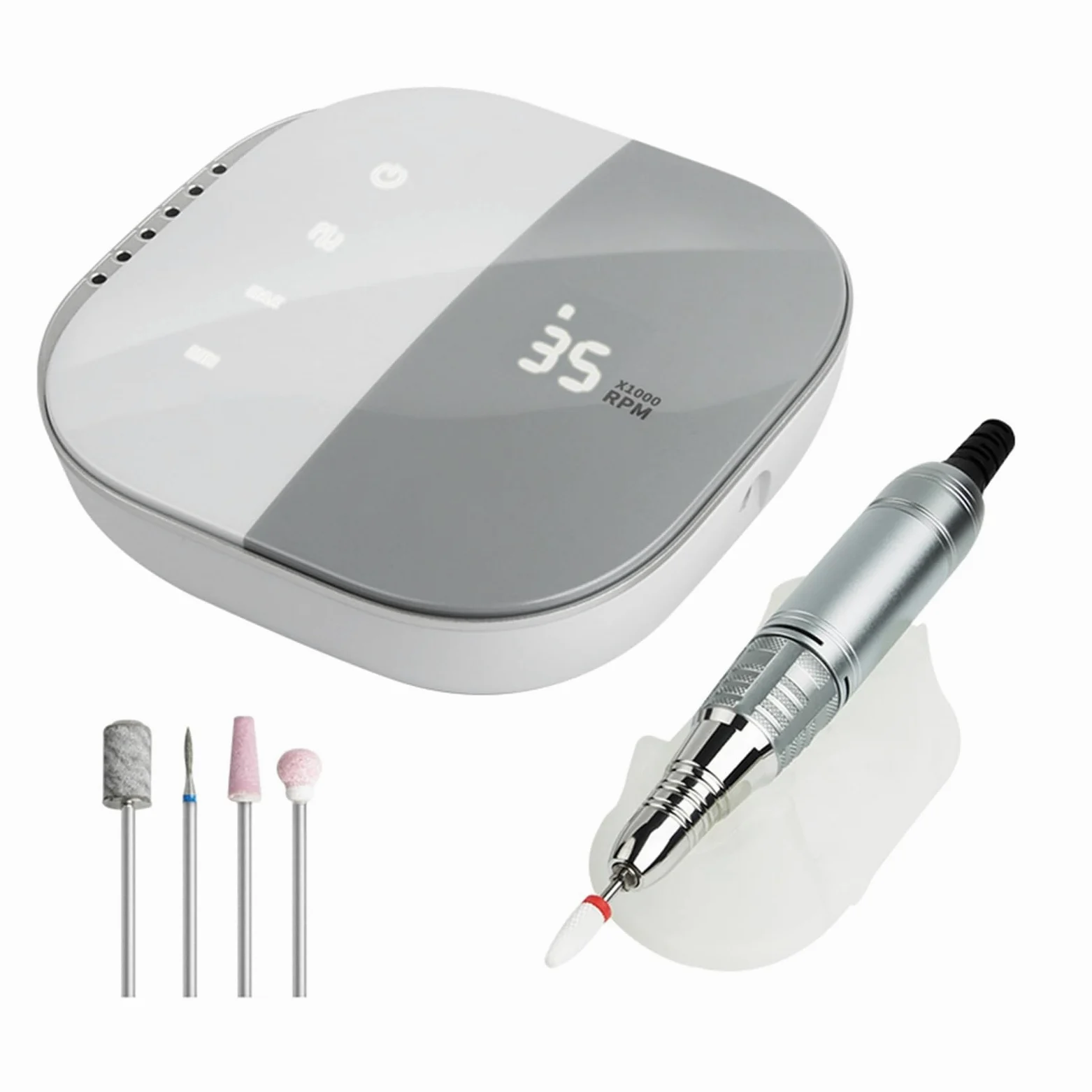 Torno de Uñas Eléctrico, Taladro eléctrico for uñas, juego de manicura y pedicura de alta velocidad de 35000RPM, suministros for uñas for profesionales, lijadora pulidora de uñas(Szary)