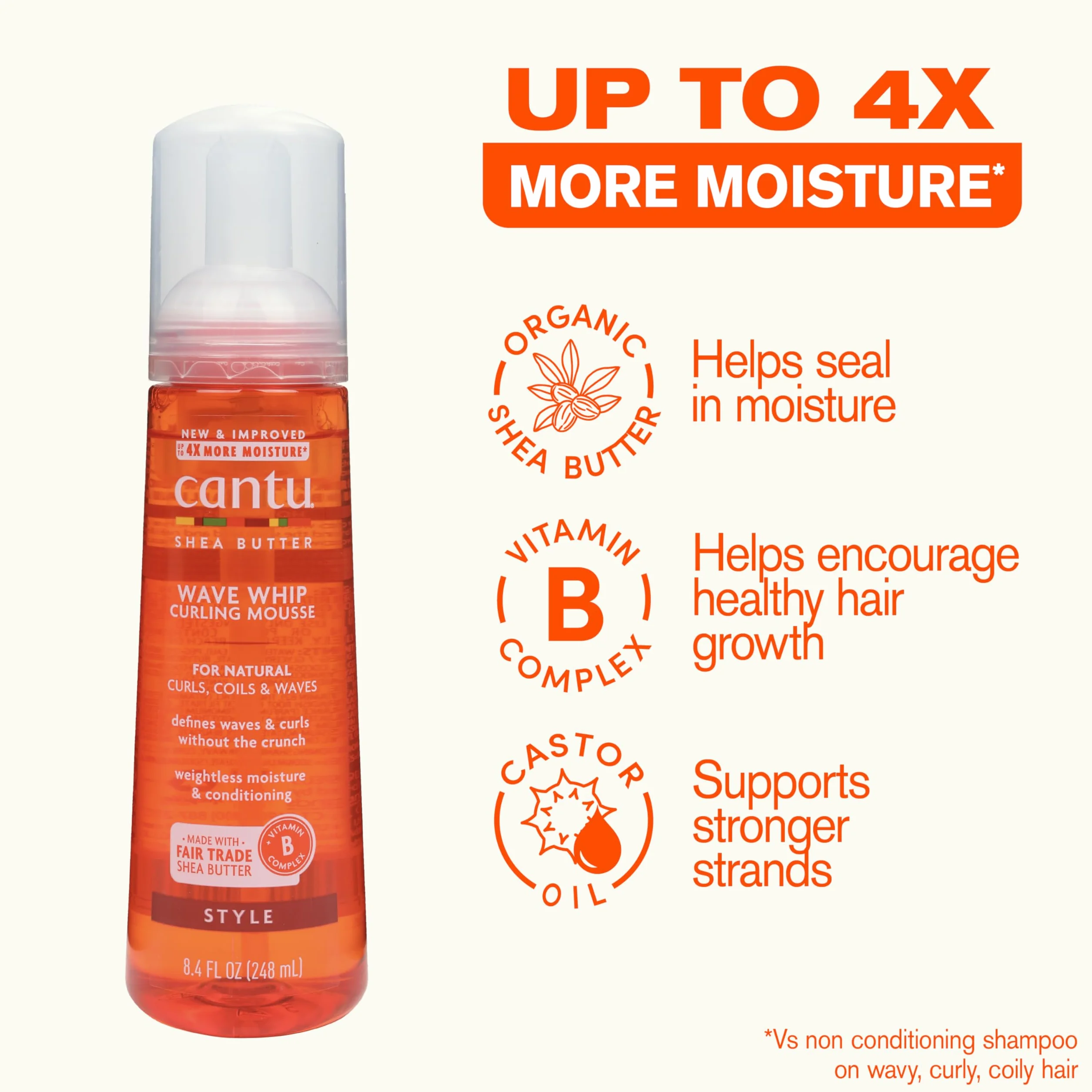 Cantu Shea Butter Wave Whip Curling Mousse 238g