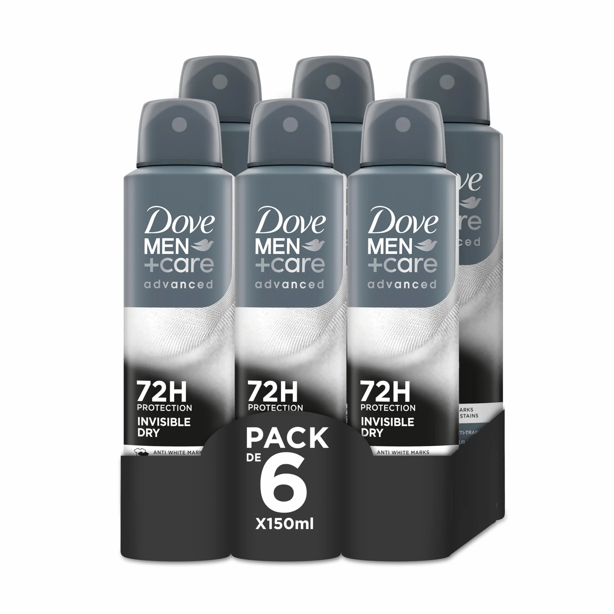 Dove Men+Care Aerosol Invisible Dry 72h 150 ml pack 6 unidades