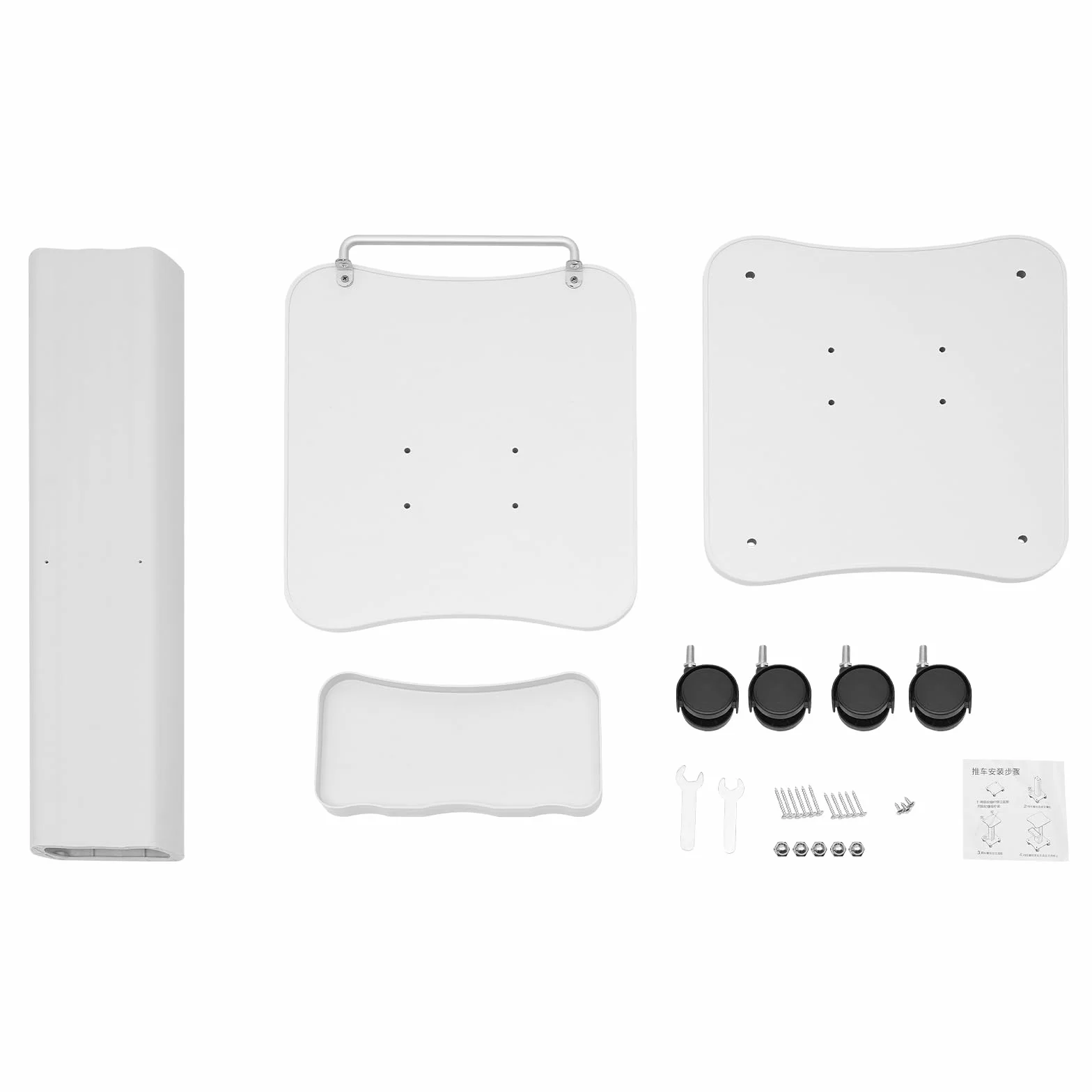 Carrito de belleza ABS con ruedas y compartimento de almacenamiento blanco