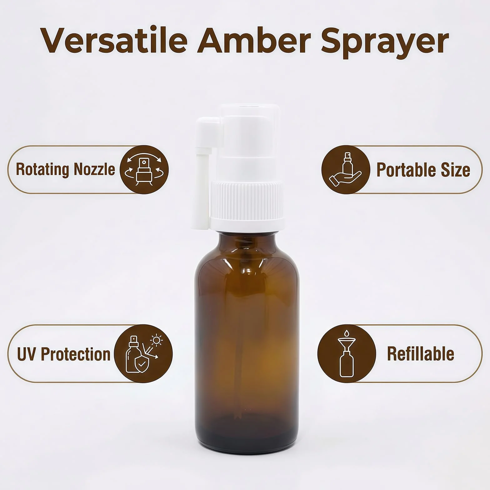 VASANA 2 pulverizadores vacíos de vidrio ámbar 30 ml rellenables rotación 360° contenedor botella nasal pulverizador oral aceites esenciales