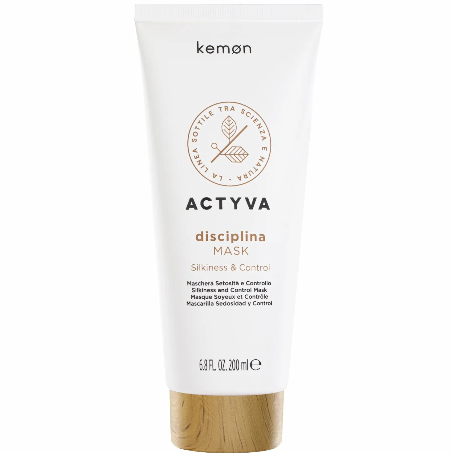 Kemon Actyva Disciplina Mask nutritiva disciplinante para cabello encrespado con ácido hialurónico y aceite de almendras 200 ml