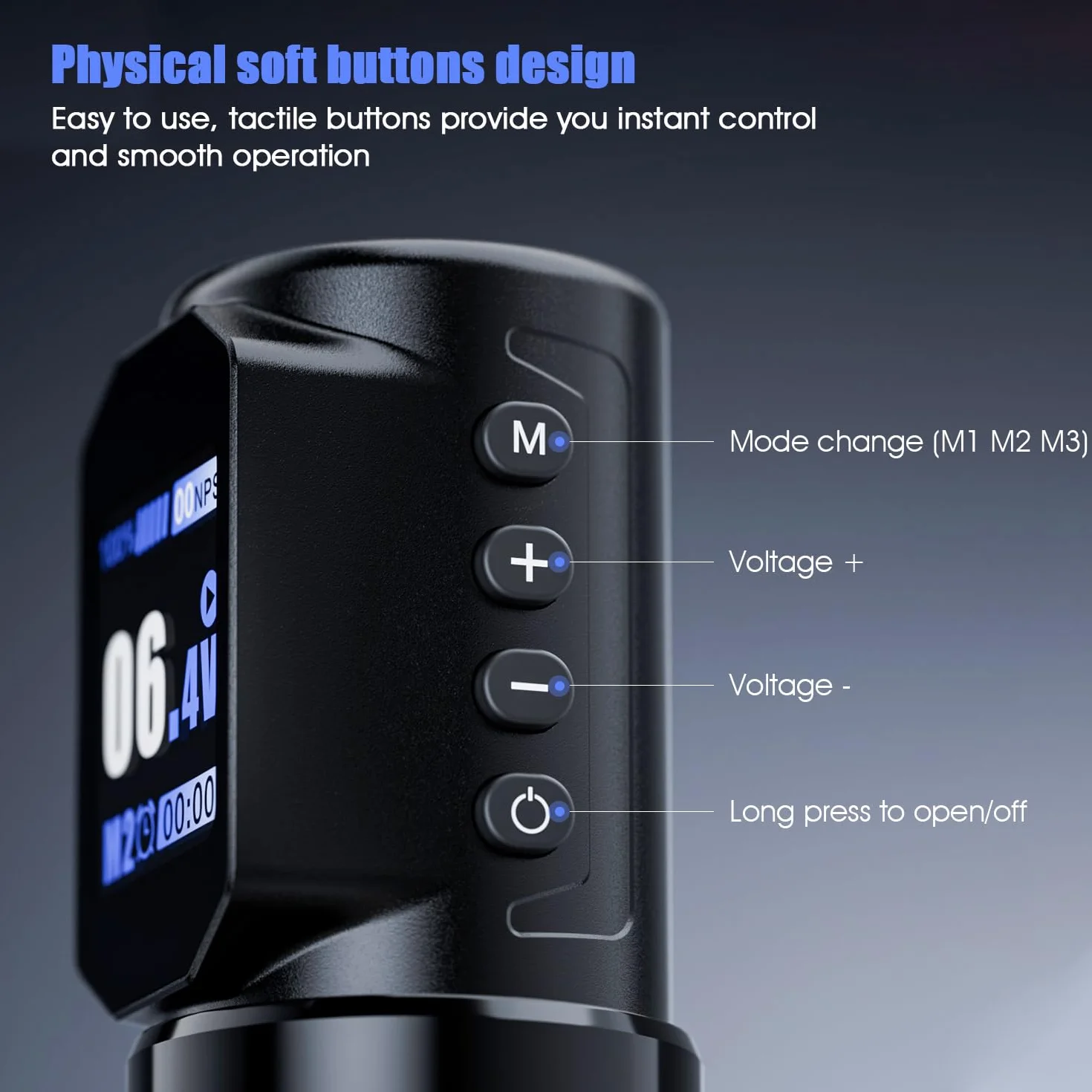 Biomaser Kit de Máquina Rotativa Inalámbrica Completo de Máquina con Batería de 2200mAh 20 Cartuchos de Agujas 7 Golpes Ajustables Máquina Digital Tipo Bolígrafo Máquina de Bolígrafo LED Inalámbrica