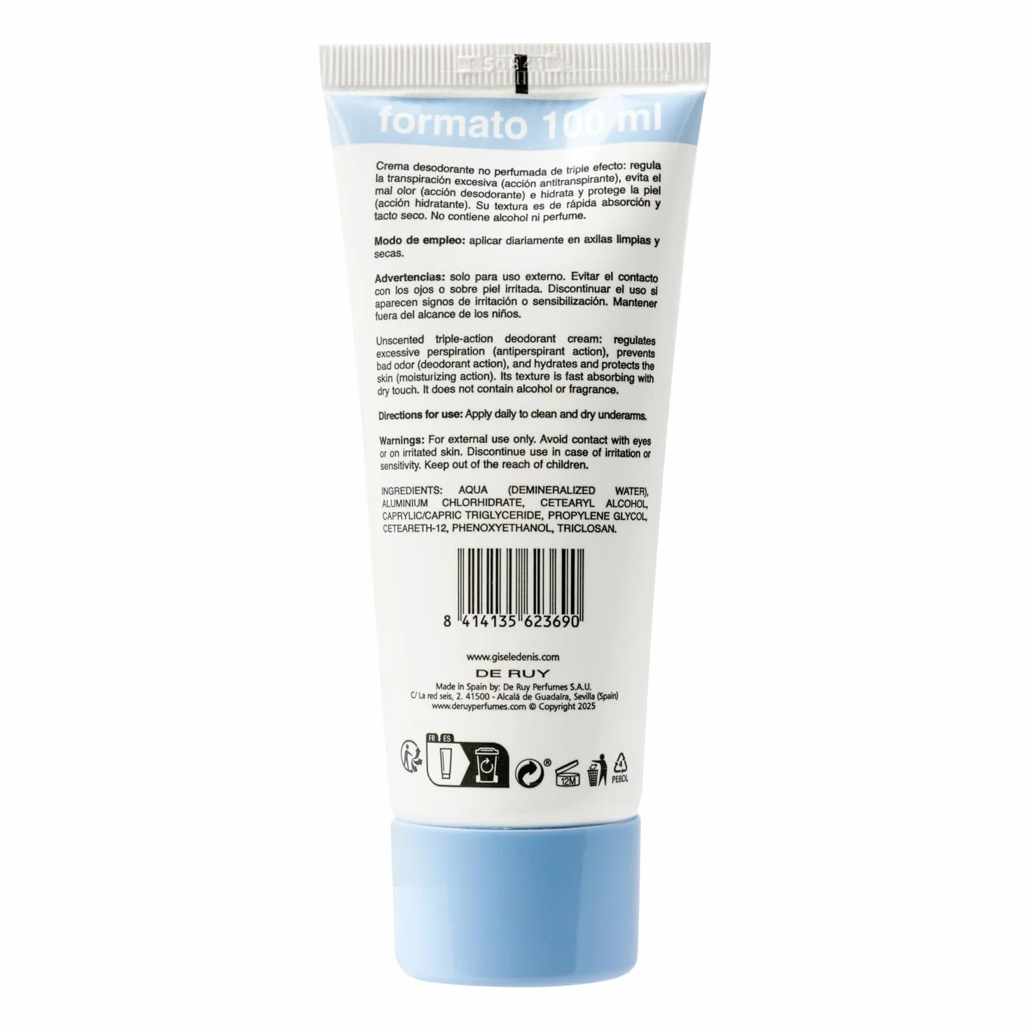 GISÈLE DENIS Desodorante en Crema sin Perfume 3x100 ml Triple Efecto sin Alcohol Fórmula Vegana