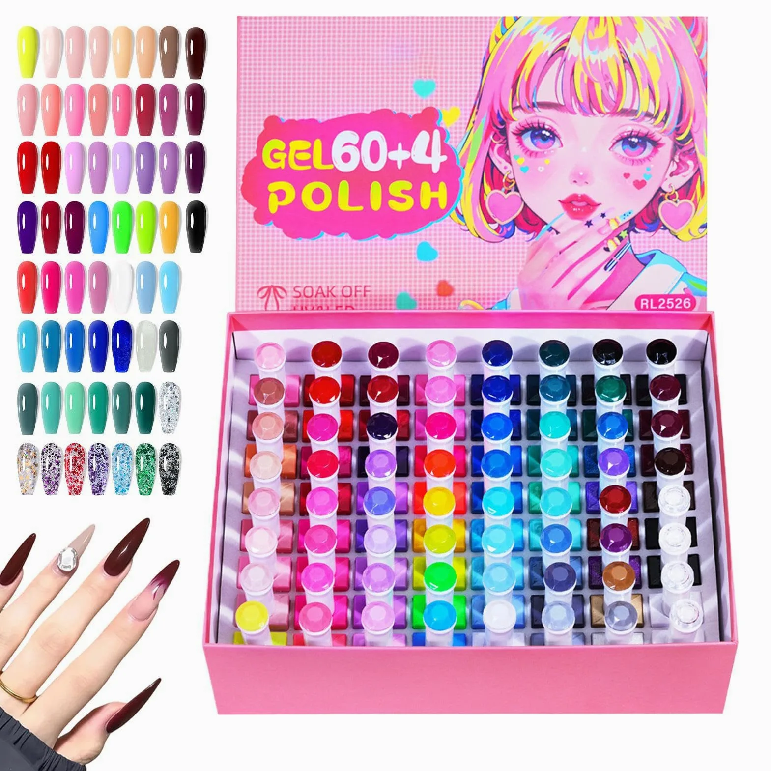Kit De Esmalte De Uñas En Gel 60 Colores De Larga Duración Y Secado Rápido | Kit De Esmalte De Uñas Para Diario Hogar Viaje Manicura Spa Boda Vacaciones