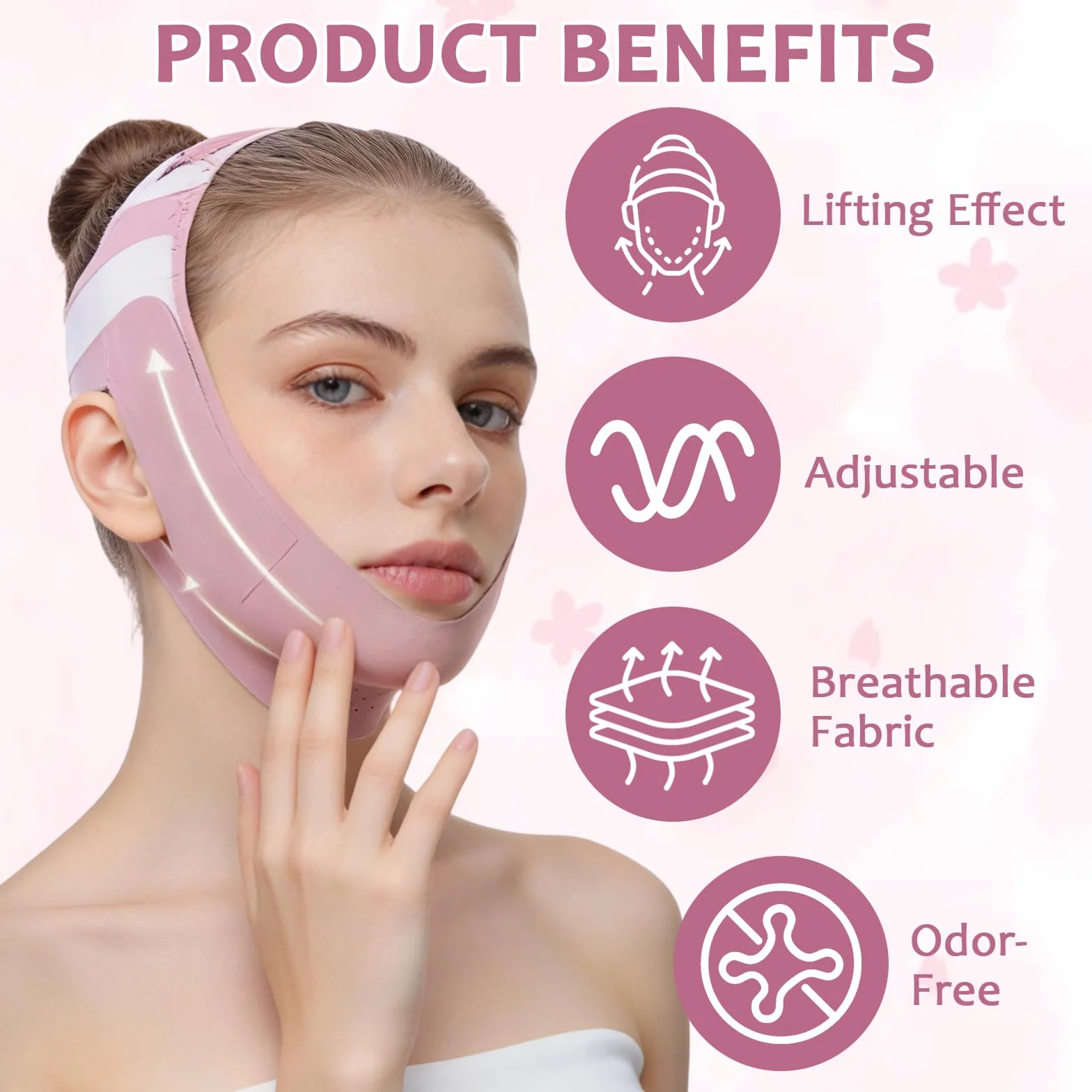 Banda Facial Para Lifting Reafirmante Mentonera Papada Reutilizable Contorno Mandíbula Mejorar Elasticidad Piel Negro Morado 2 Piezas
