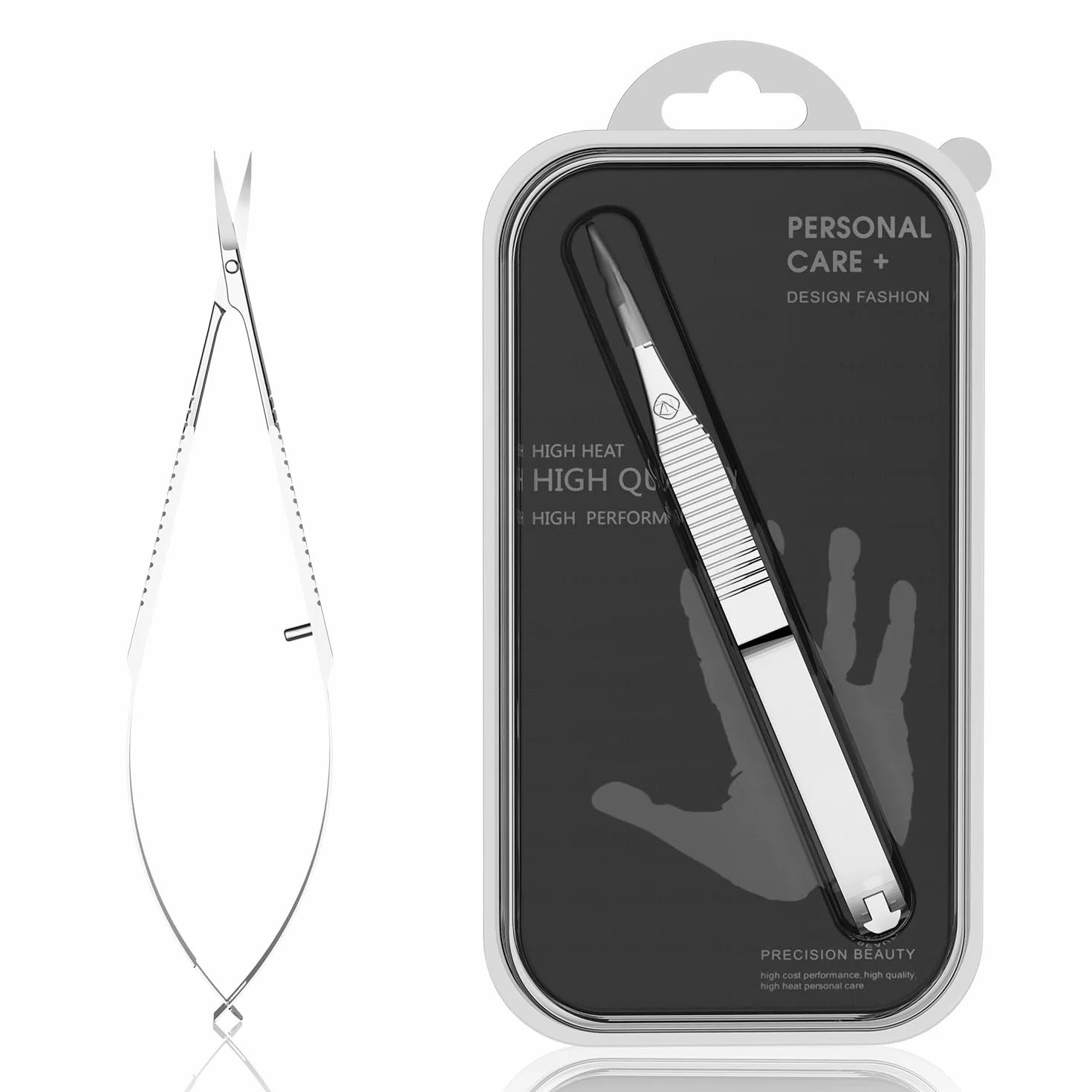 ZIZZON Tijeras para cutículas Punta puntiaguda extrafina curva Kit de aseo profesional para uñas