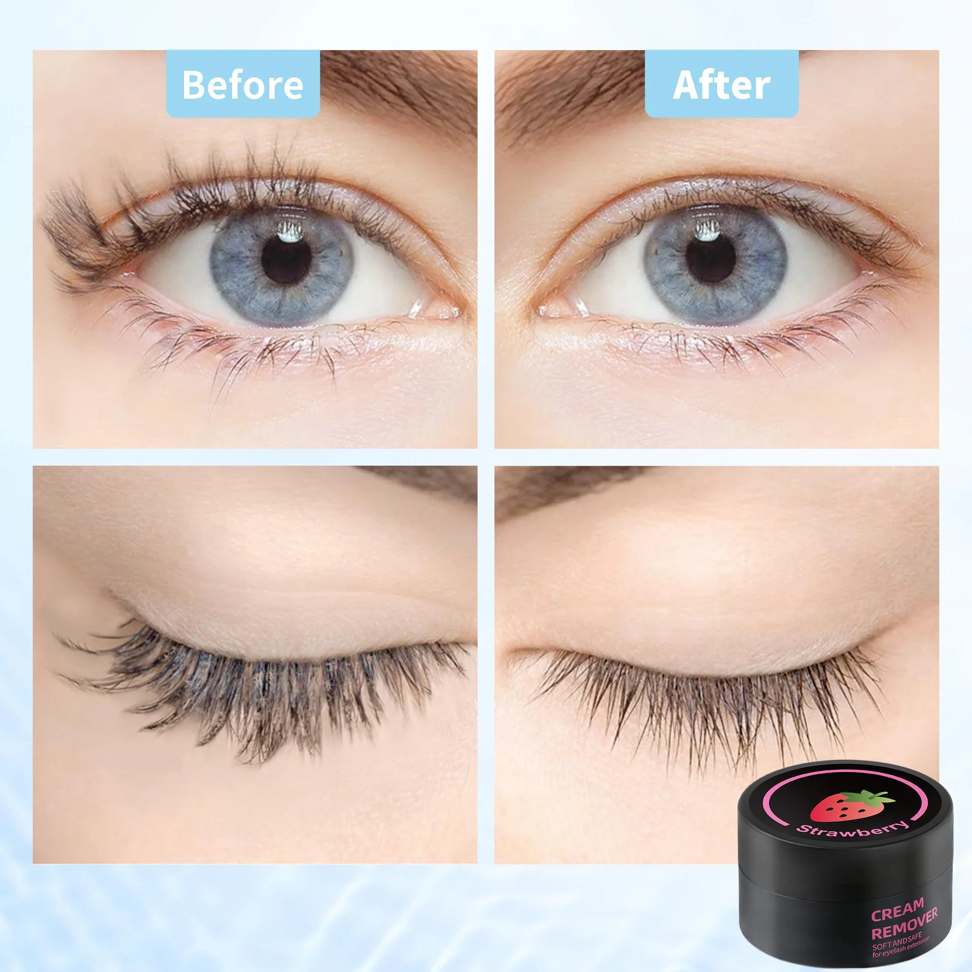 Crema Removedora para Extensiones de Pestañas 5g Desmaquillante Suave sin Irritación Ocular