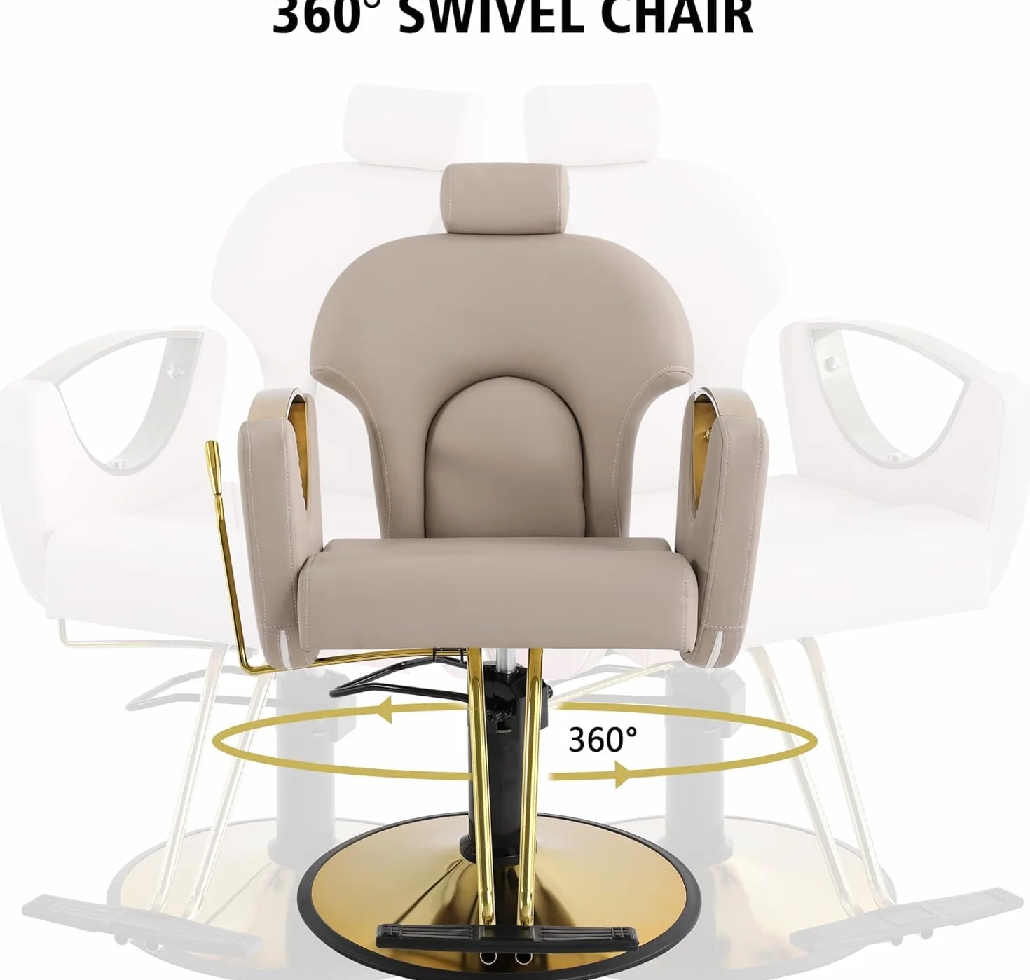Silla de peluquería profesional giratoria 360° altura regulable reposacabezas ajustable reposapiés carga 150 kg