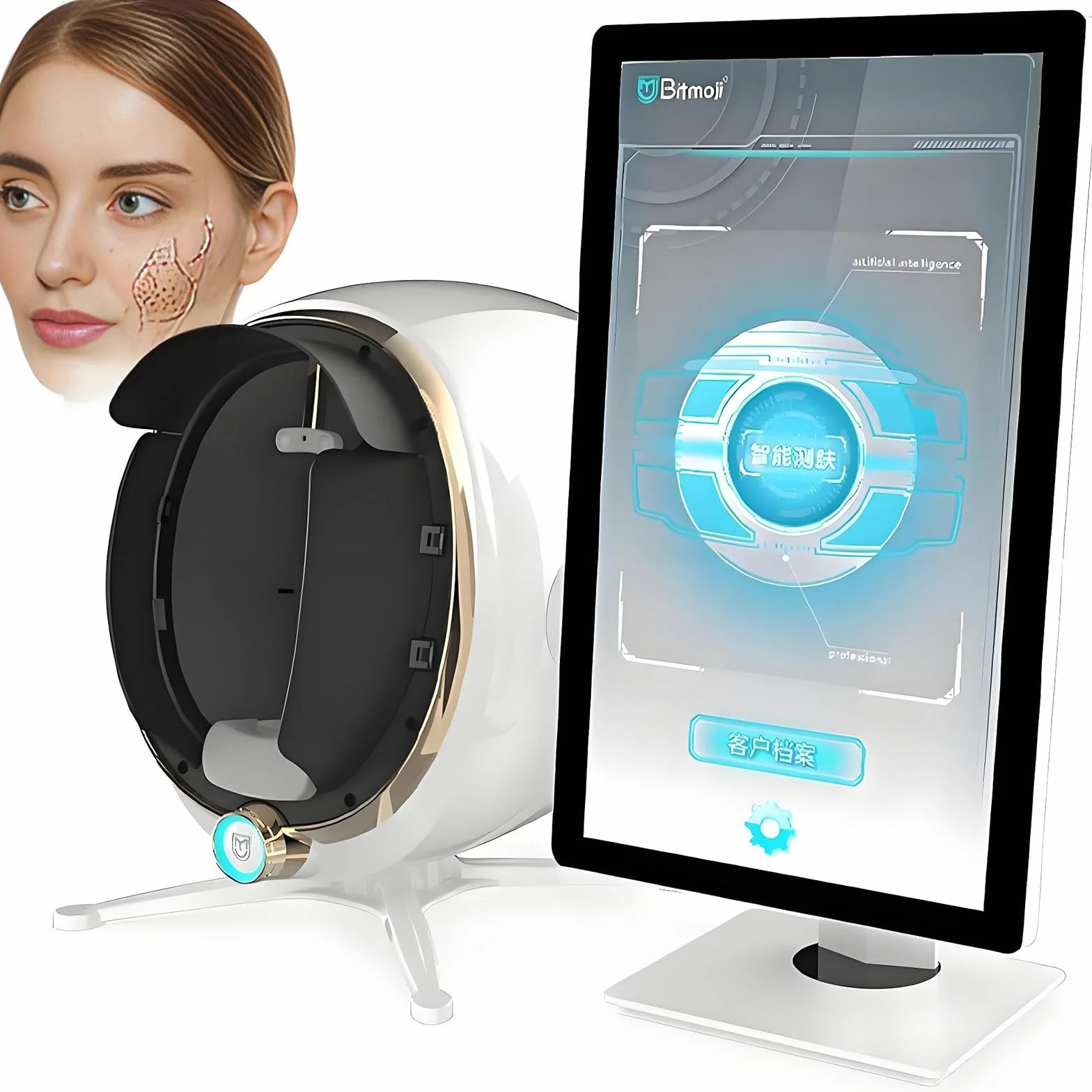Analizador Digital De Piel con Detector De IA, Máquina Inteligente De Análisis Facial, Analizador De Humedad Facial 3D, con Pantalla HD De 13,3/21,5 Pulgadas 21.5in