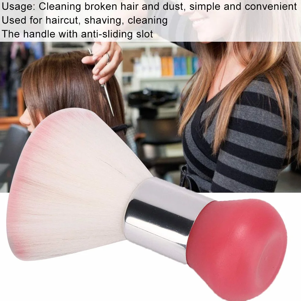 Plumero suave para cara y cuello, Mini cepillo de pelo ligero para peluquería y recortes (Rosado)