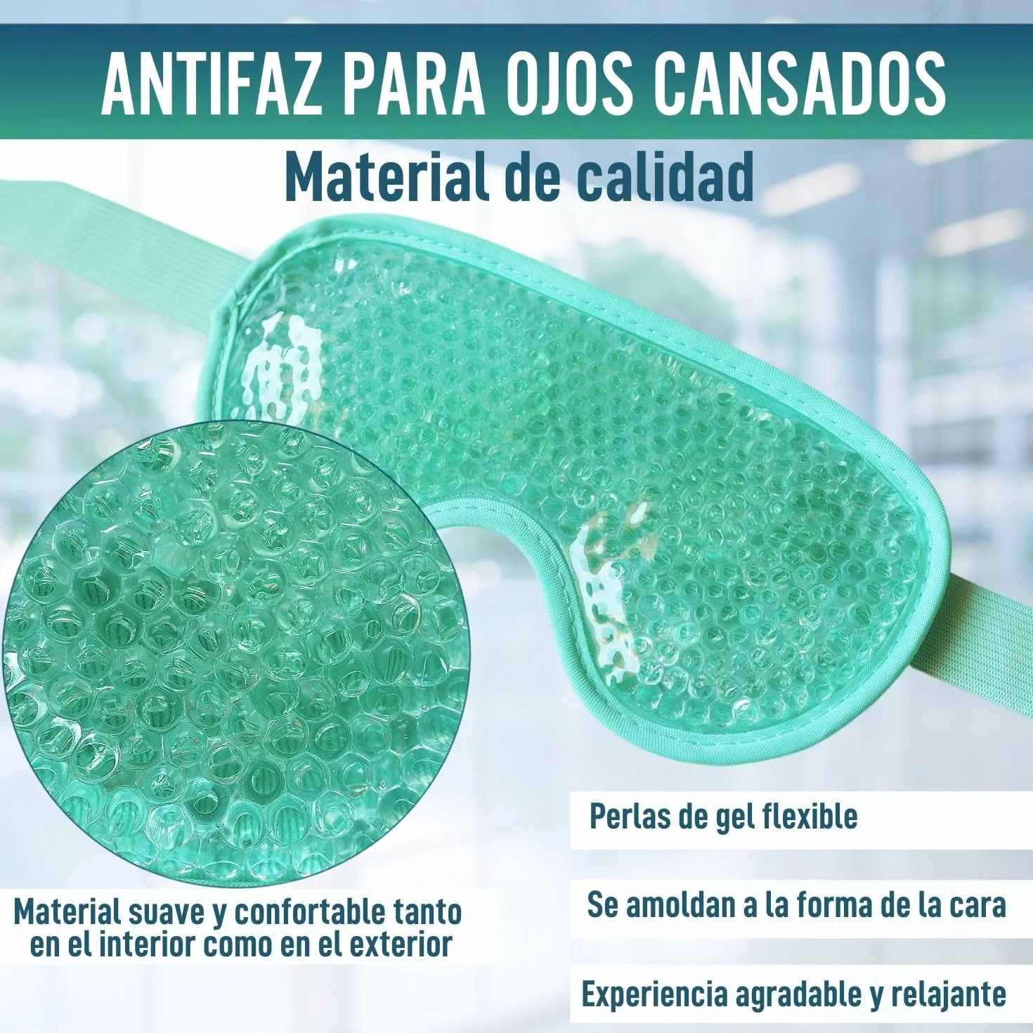 OrtoPrime Antifaz Gel Frío Ojos para Dormir Máscara Reutilizable Migraña Ojeras