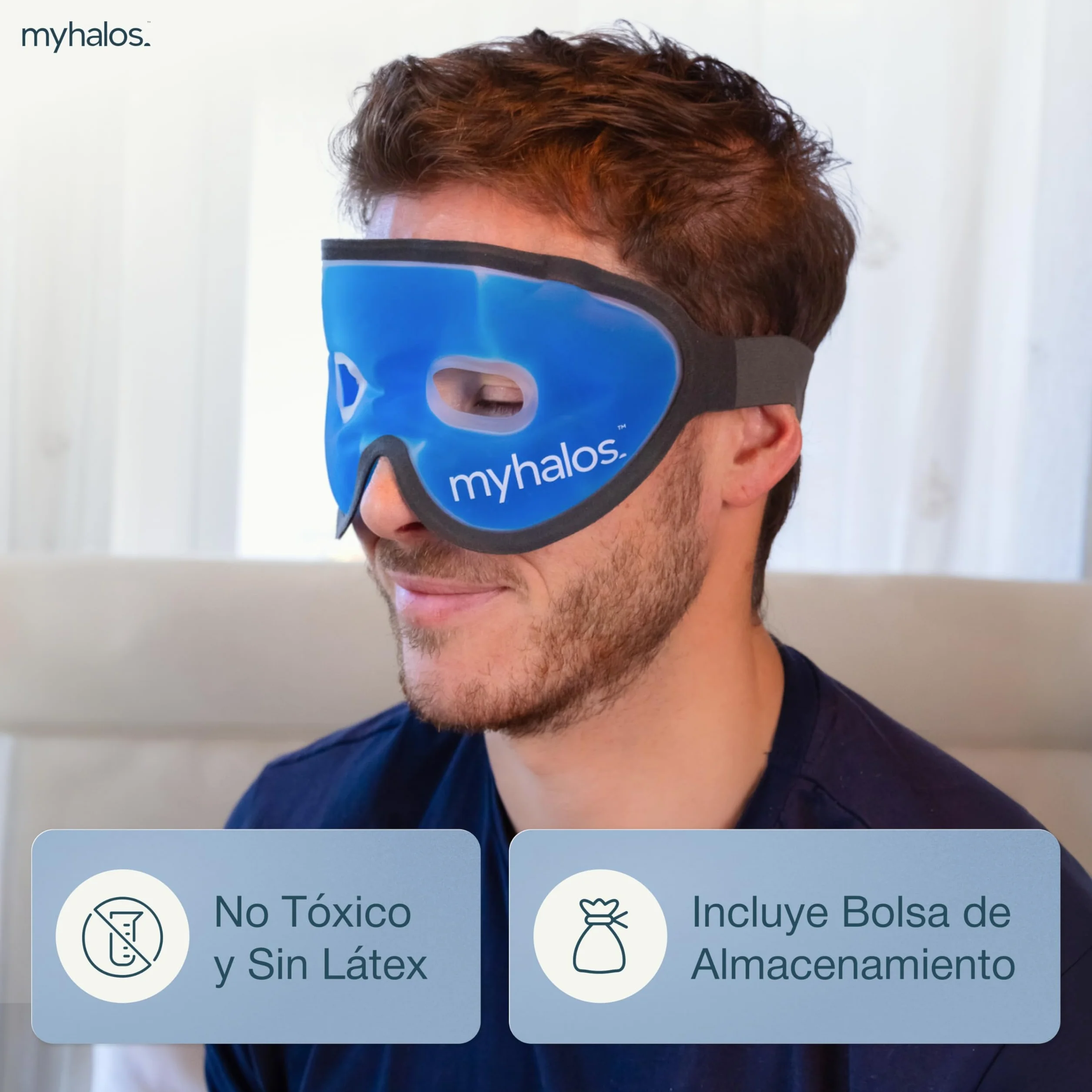 MyHalos Antifaz Gel Frío Ojos Hinchados Antiojeras Máscara para Dormir Alivia Migraña Dolores de Cabeza
