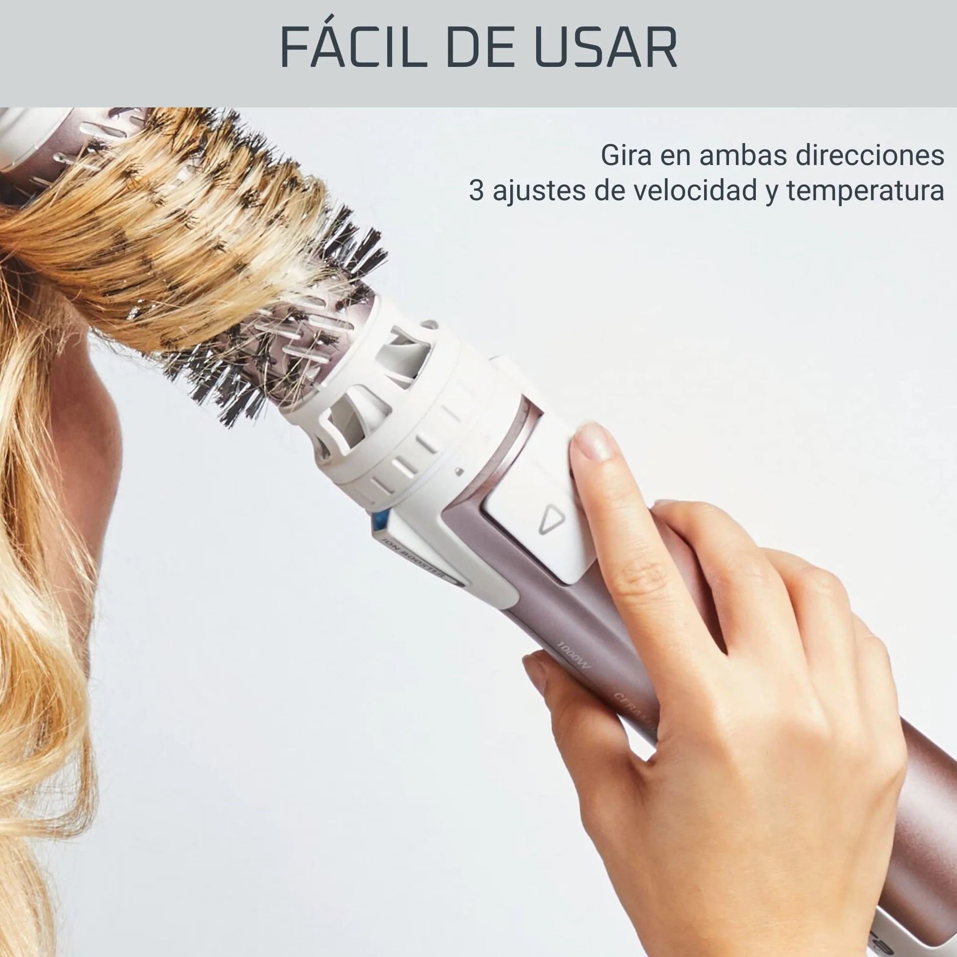 Rowenta Cepillo Brush Activ Premium Care CF9540, cepillo de aire con movimiento giratorio automático y secado simultáneo