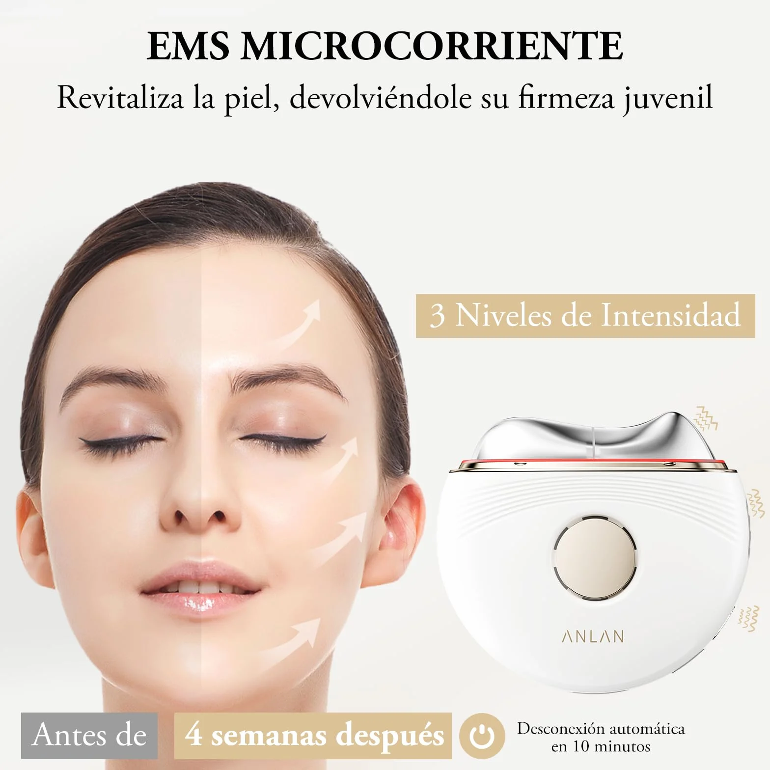 ANLAN Masajeador Facial EMS con Frío Calor, GuaSha Electrico Reafirmante con Luz Azul Violeta Roja para Antiarrugas Lifting Anti-envejecimiento
