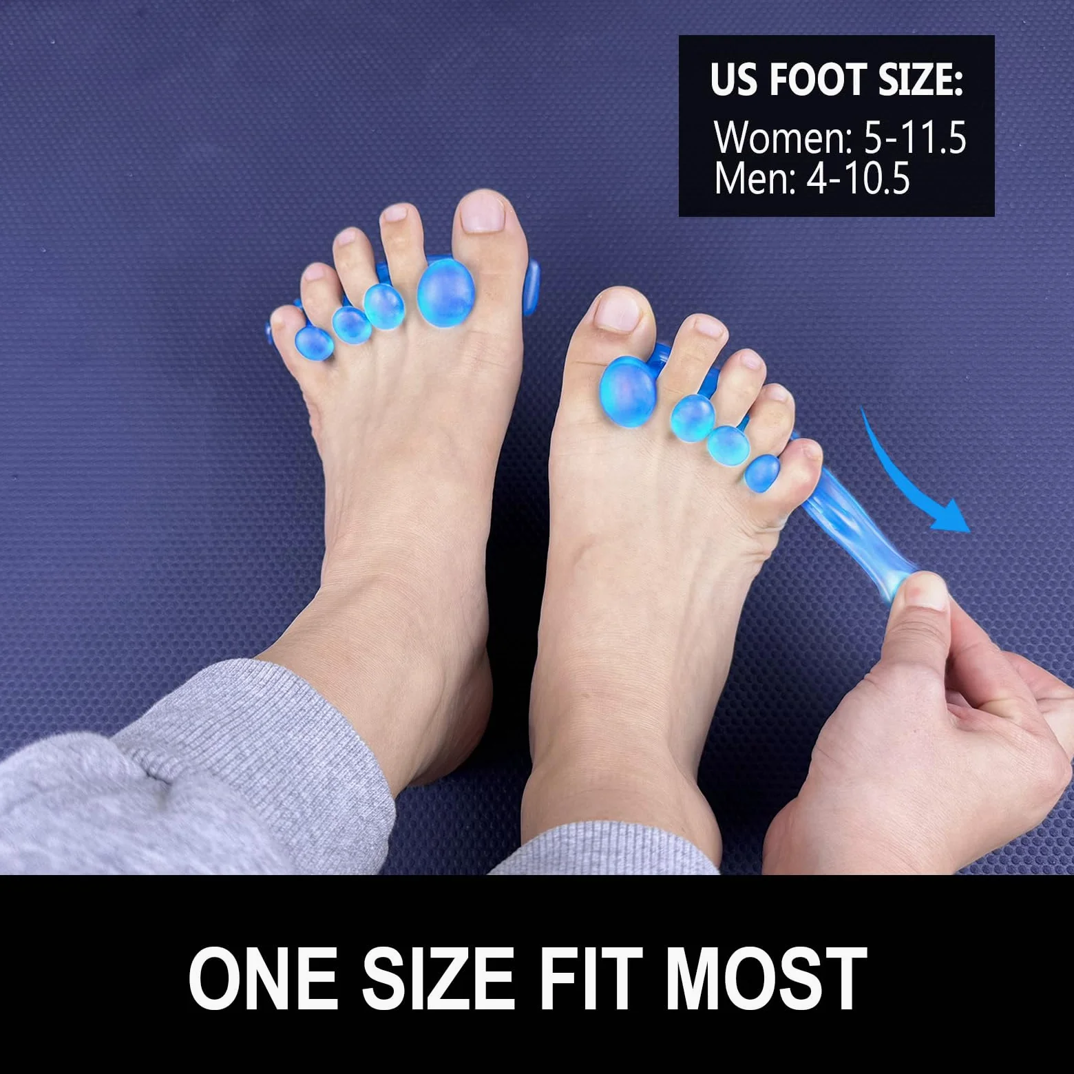 Separadores de dedos y estirador, espaciadores de dedos de gel, corrigen los juanetes y restauran los dedos de los pies a su forma original, para hombres y mujeres, paquete de 3 (1 par