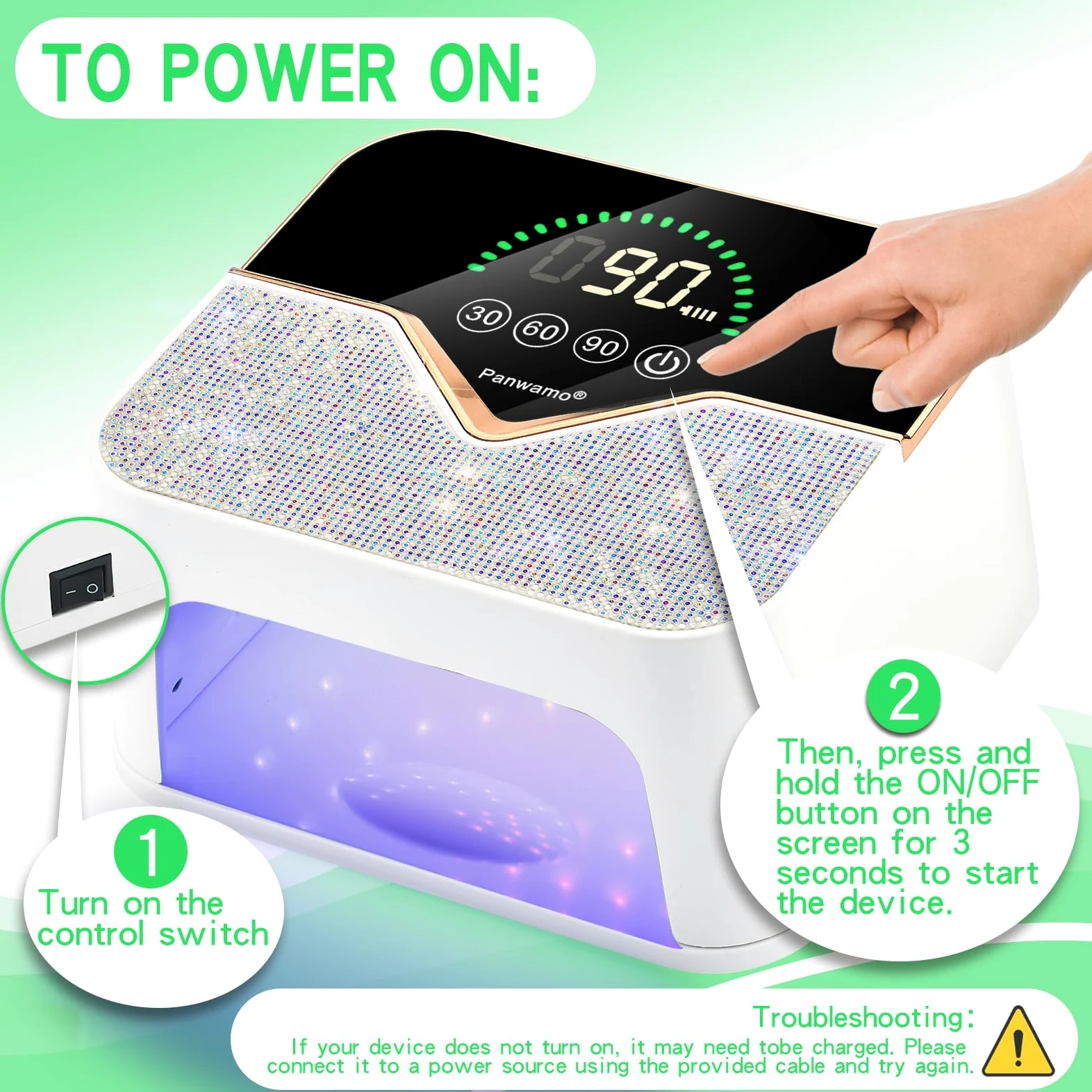 Lámpara de uñas LED UV recargable, secador de uñas inalámbrico para esmalte de gel, lámpara de uñas UV con ajuste de 3 temporizadores y pantalla táctil LCD, lámpara de secado profesional con 45