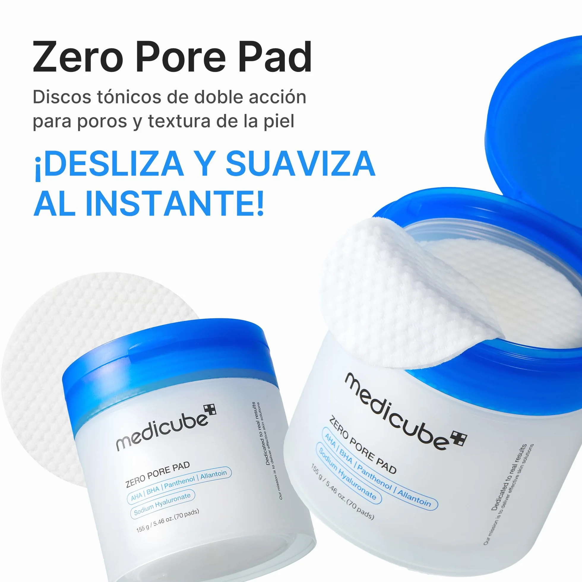 medicube Zero Pore Pad 2.0 Almohadillas Faciales Doble Textura Ácidos Exfoliantes AHA BHA Skincare Coreano 70 Discos