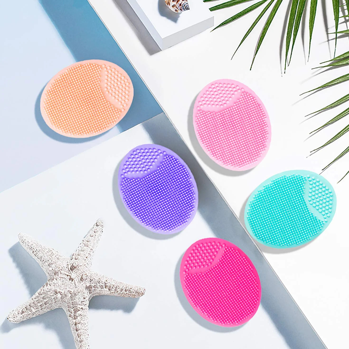 Cepillo de limpieza facial de silicona suave para masaje (blanco + gris)