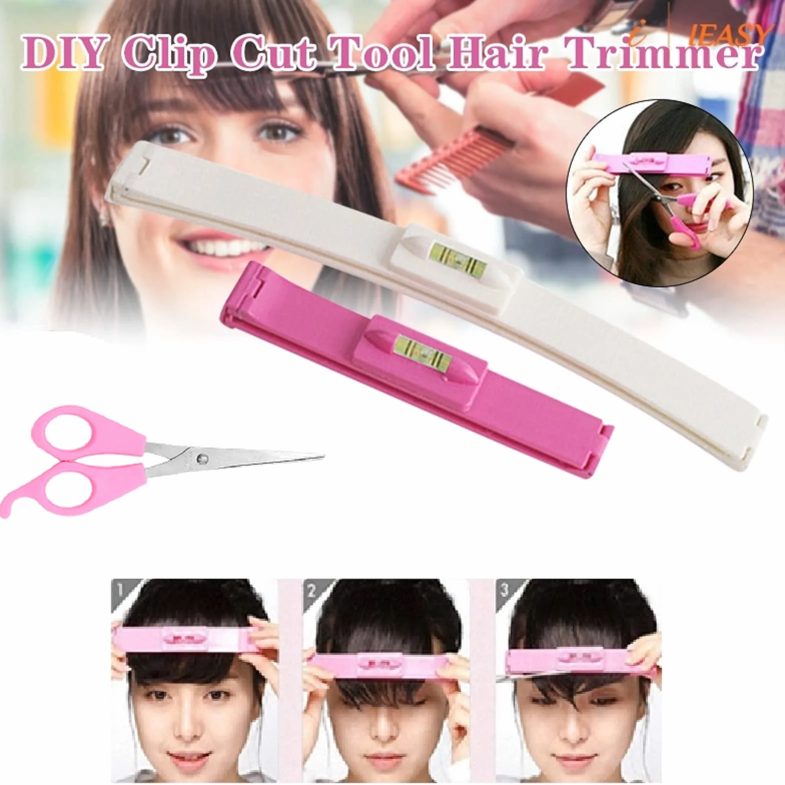 Clips de corte de pelo cortapelos pinzas peluquería regla peinado tijera fácil cortar flequillo estilo