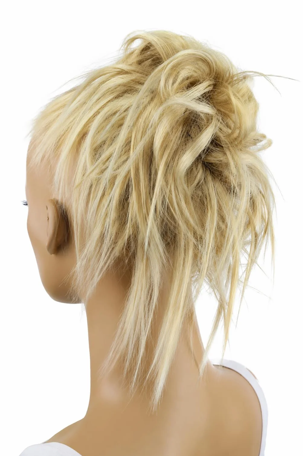 CAISHA Postizo Goma Para El Pelo Voluminosa Fibra Sintética Resistente Al Calor Rubio Claro