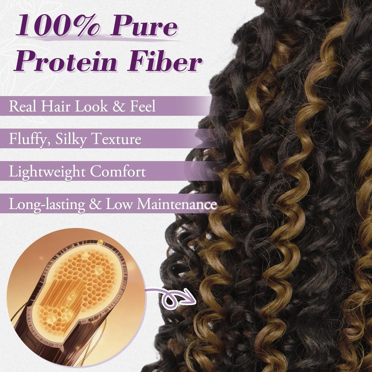 BARSDAR Rizado Cola de Caballo Extensiones 45cm Pure Protein Fibra Clip in Ponytail Negro Marrón