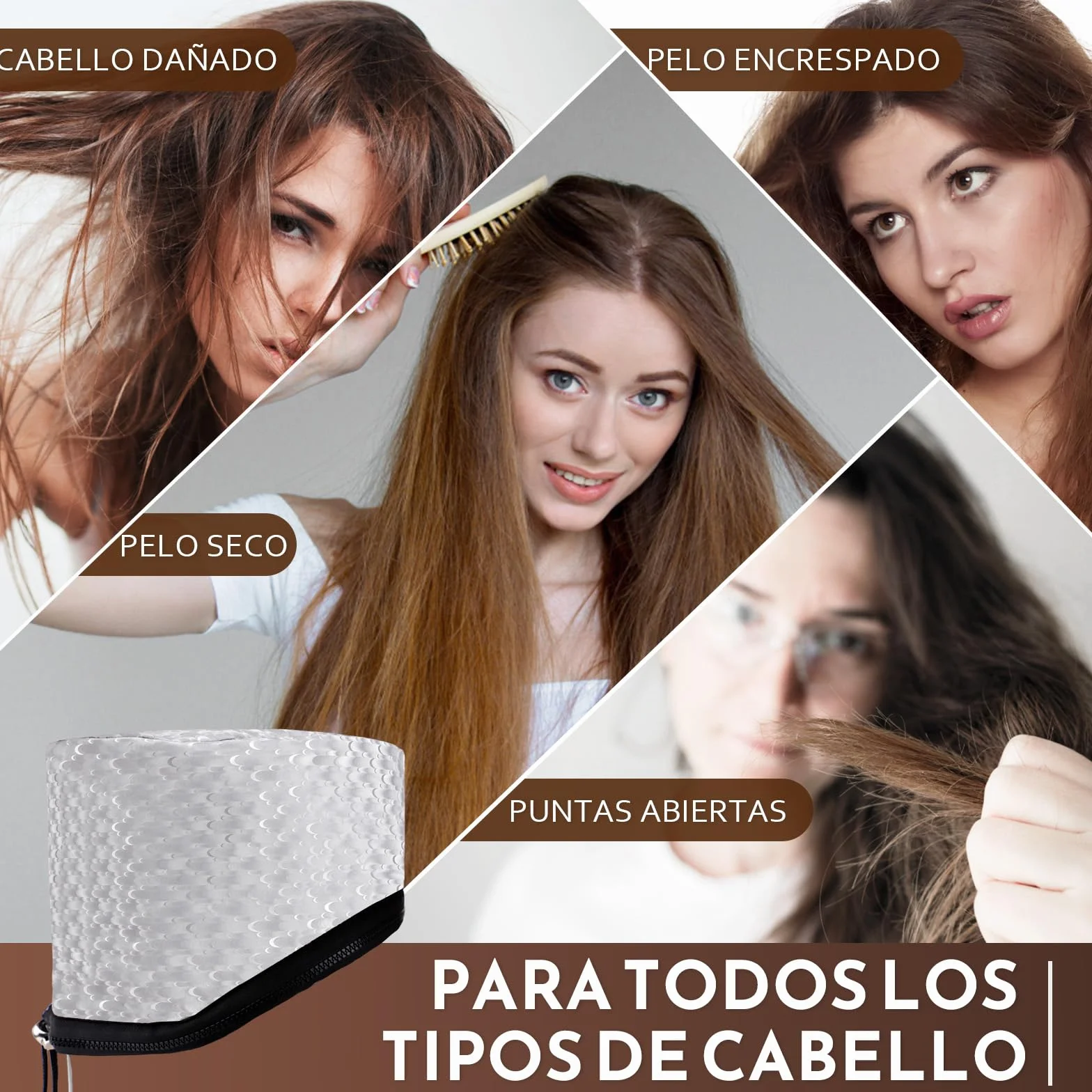 DEWEL Gorro Termico para Cabello, 10 Ajustes de Temperatura, Temporizador de Tres Etapas