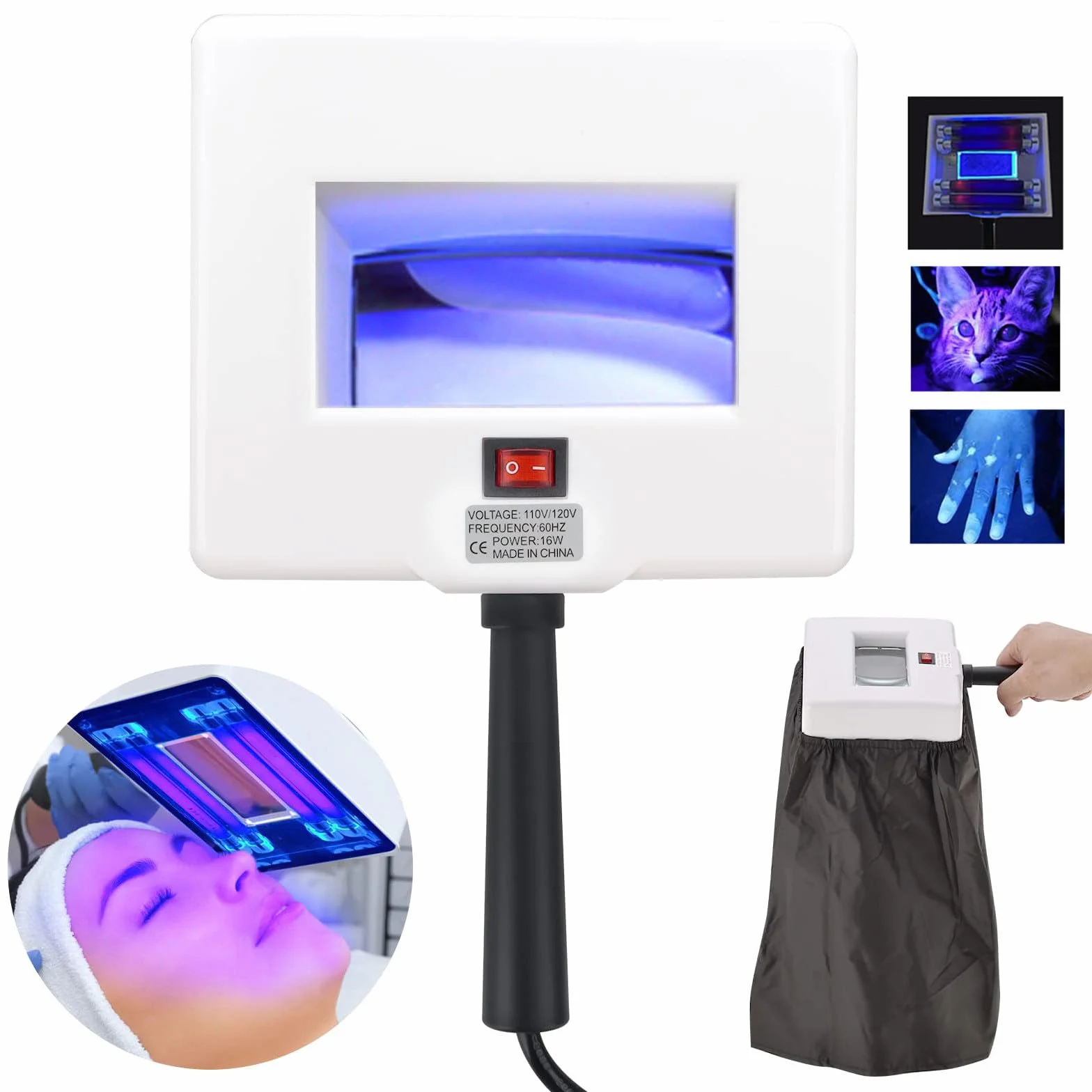 Woods Lamp Analizador de piel, analizador de aumento profesional Detector de piel Prueba de belleza Cuidado facial SPA Máquina de salón en casa, se puede probar fácilmente en casa