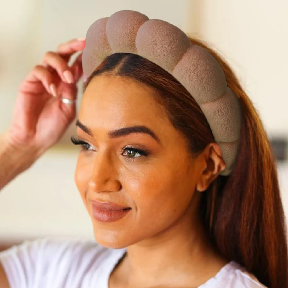 DRESHOW Diadema Spa para Lavarse la Cara Set de Muñequeras Esponja de Rizo Suave Maquillaje Cuidado de la Piel