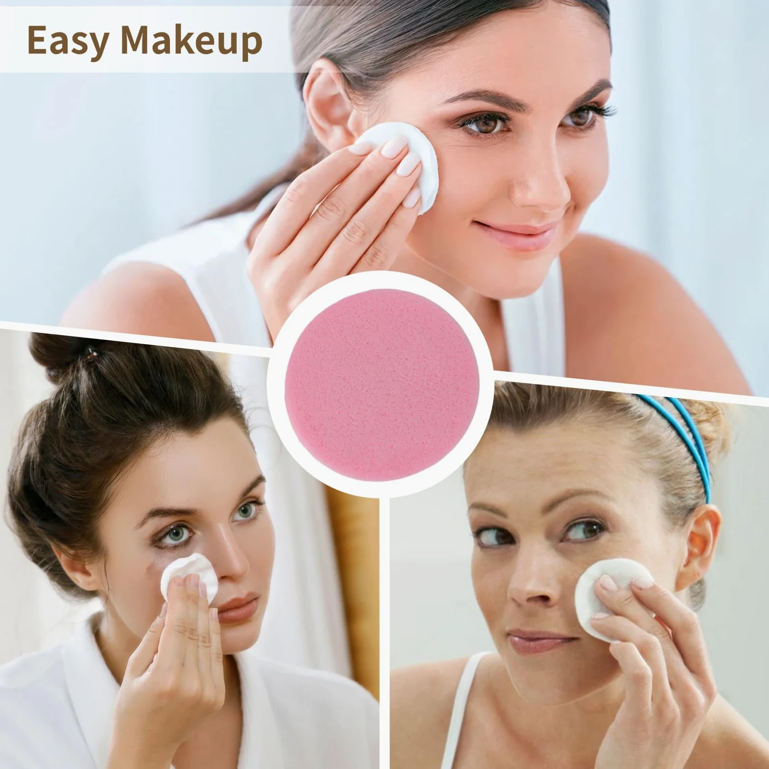 360 esponjas faciales comprimidas, esponjas de maquillaje suaves de PVA para el cuidado diario de la piel y la aplicación, rosa, ampliable a 3.1 pulgadas, forma redonda, ideal para viajes y uso