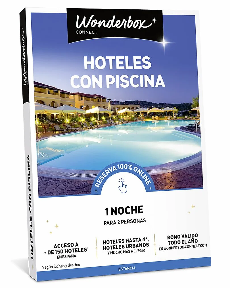 WONDERBOX – Cofre Regalo Hoteles con Piscina - 1 Noche para 2 Personas - Escapada para Parejas - Regalar experiencias - Ideal para una escapada refrescante