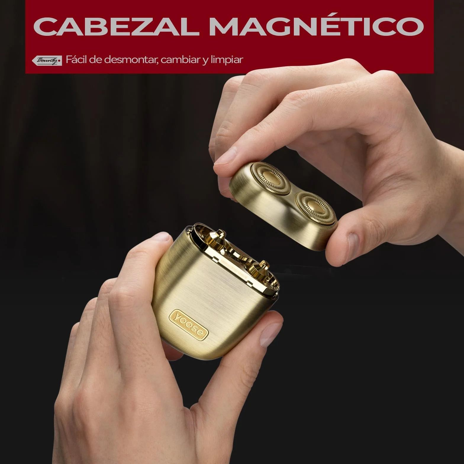 yose Afeitadora Eléctrica Hombre Metal IPX7 Impermeable Carga USB-C Cuchillas Magnéticas Fácil Limpiar Viajes