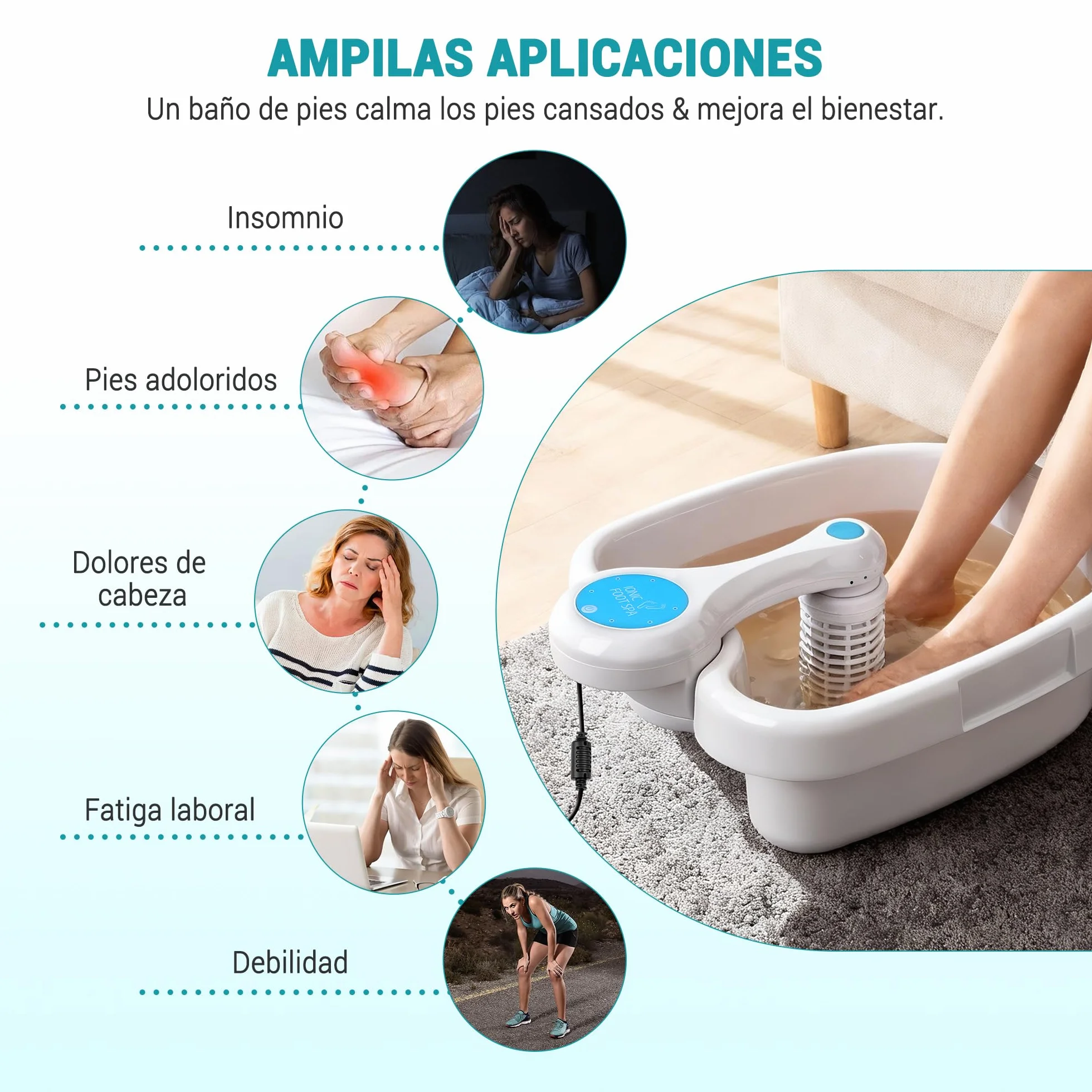 Baño de Pies Iónico Detox, SPA de Un Toque para Casa, Tecnología de Electrolysis y Bienestar