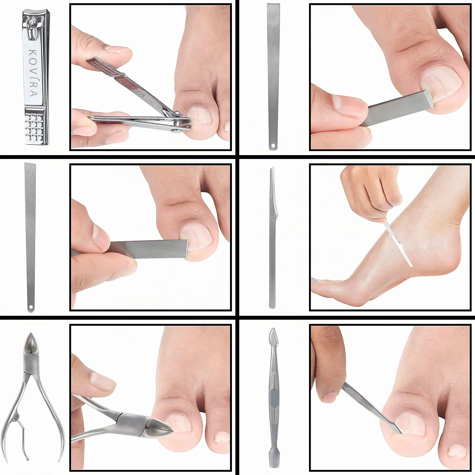Set de Manicura Pedicura 19 Piezas Acero Inoxidable Cortauñas Estuche Lujo