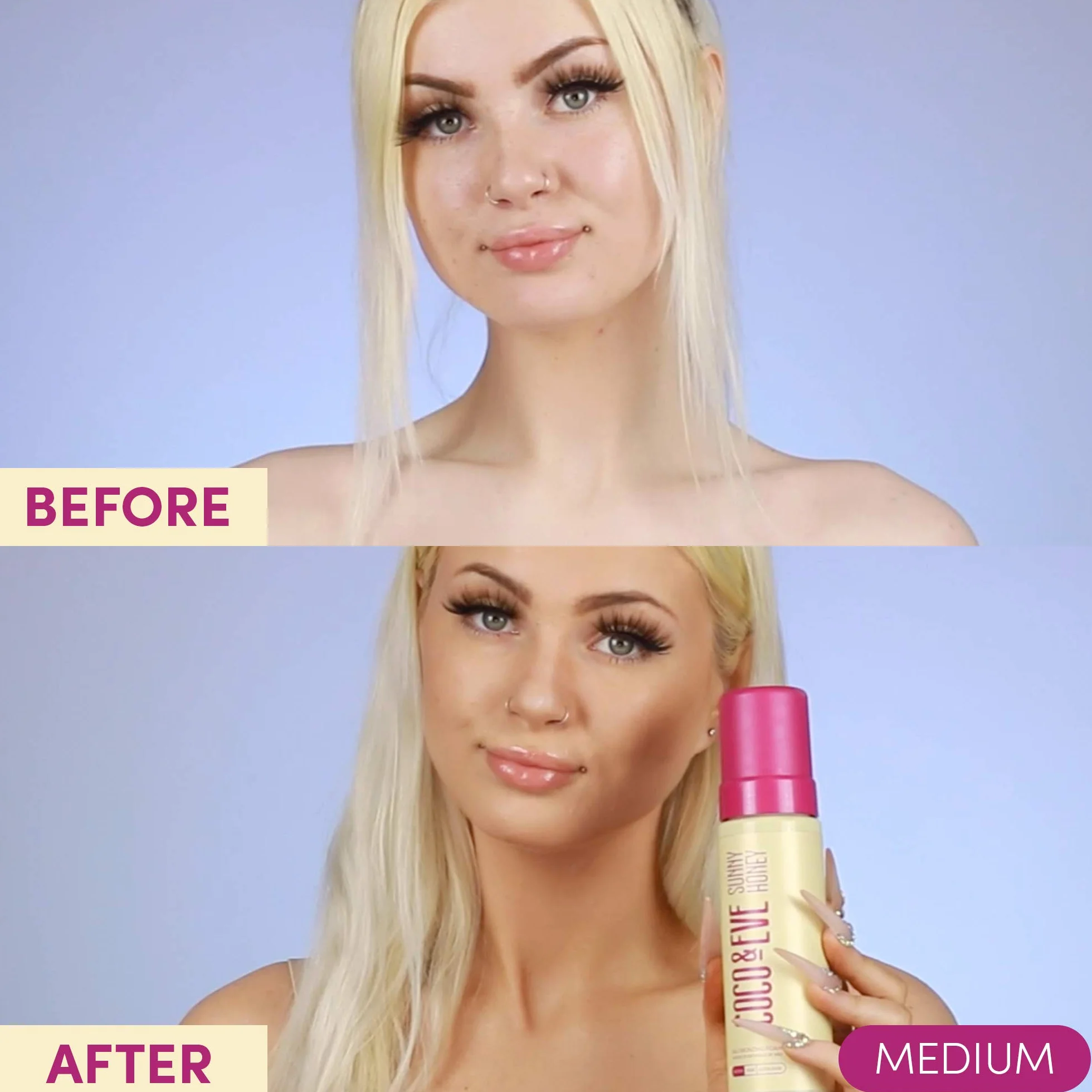 Coco & Eve Sunny Honey - Espuma autobronceadora de Bali - Anticelulitis y antienvejecimiento - Producto orgánico (Medium)
