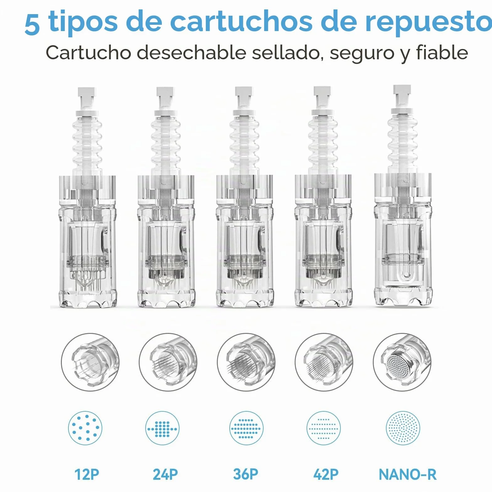 Dr.Pen Cartuchos de Repuesto Originales 36 Puntas para Dermapen A10 Profesional Microneedling Facial