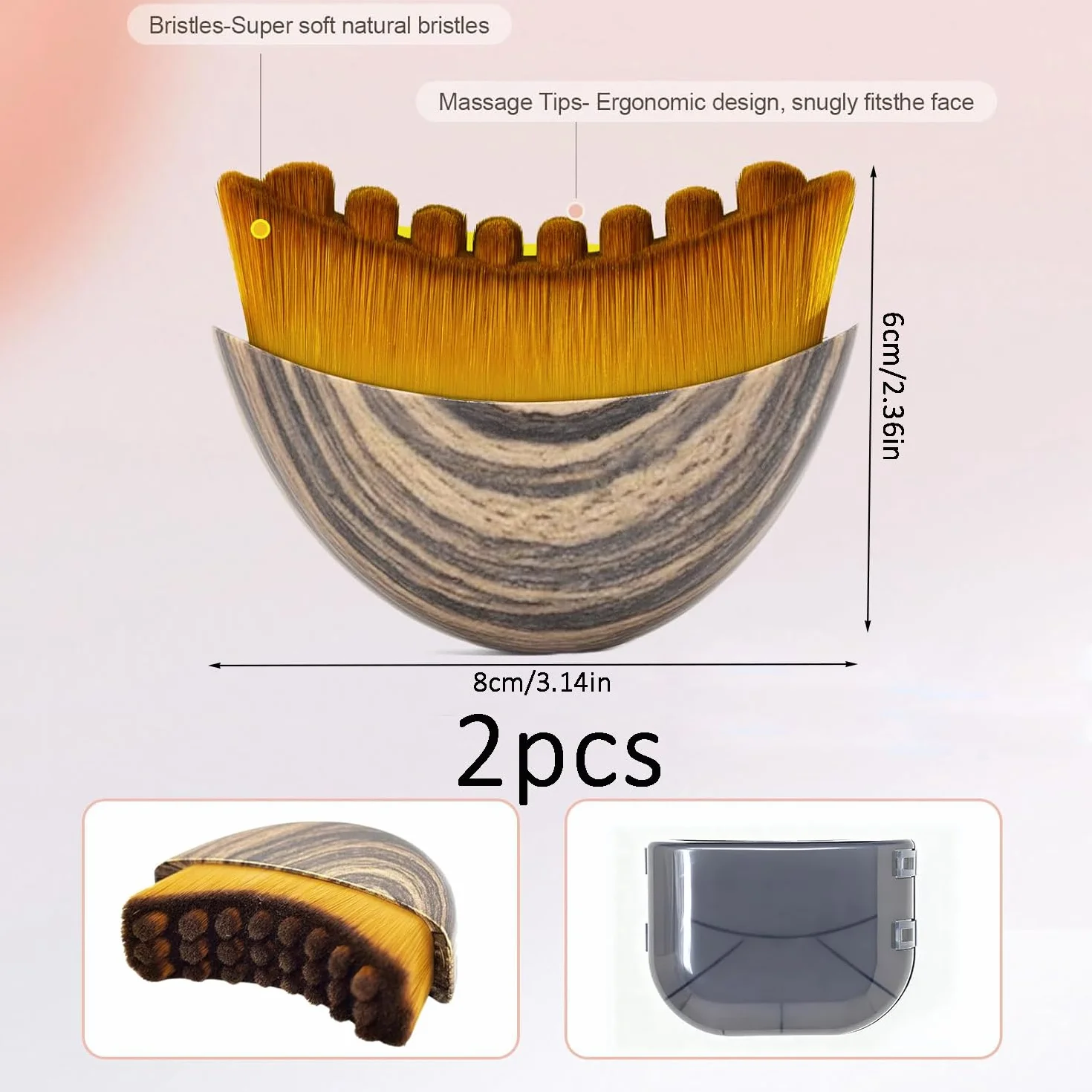 Cepillo Facial de Contorno Linfático, 2 Pcs, Herramienta de Masaje Facial para Dar Forma al Rostro y Aliviar Fatiga