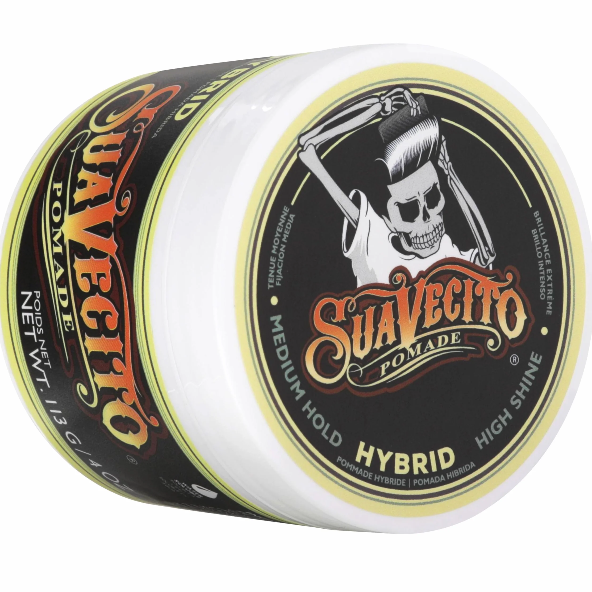 Suavecito Pomada Híbrida para Hombres, Agarre Medio, Alto Brillo, 4oz