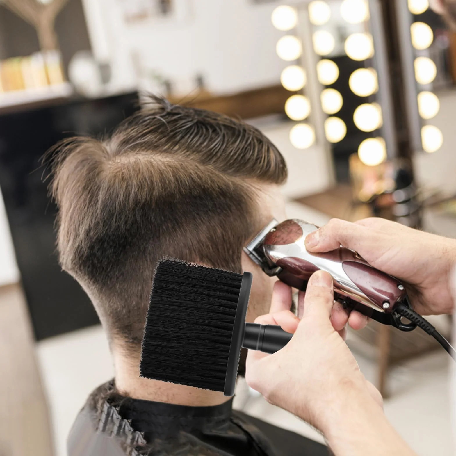 Juego de 2 cepillos de peluquería para cortapelos y plumero suave