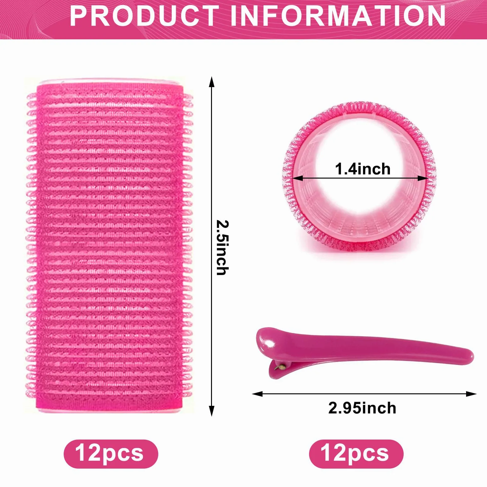 BESSEEK Rodillos para el cabello, paquete de 12 rizadores de peluquería de salón de belleza, peinado rizado para bricolaje, los colores pueden variar (mediano plus)
