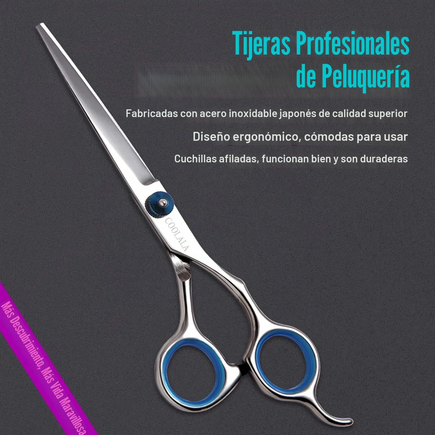COOLALA Tijeras de corte de pelo de acero inoxidable de 6.5 pulgadas, tijeras de afeitar de peluquería profesionales, tijeras de corte de pelo, un peine incluido, uso doméstico para hombres, mujeres,